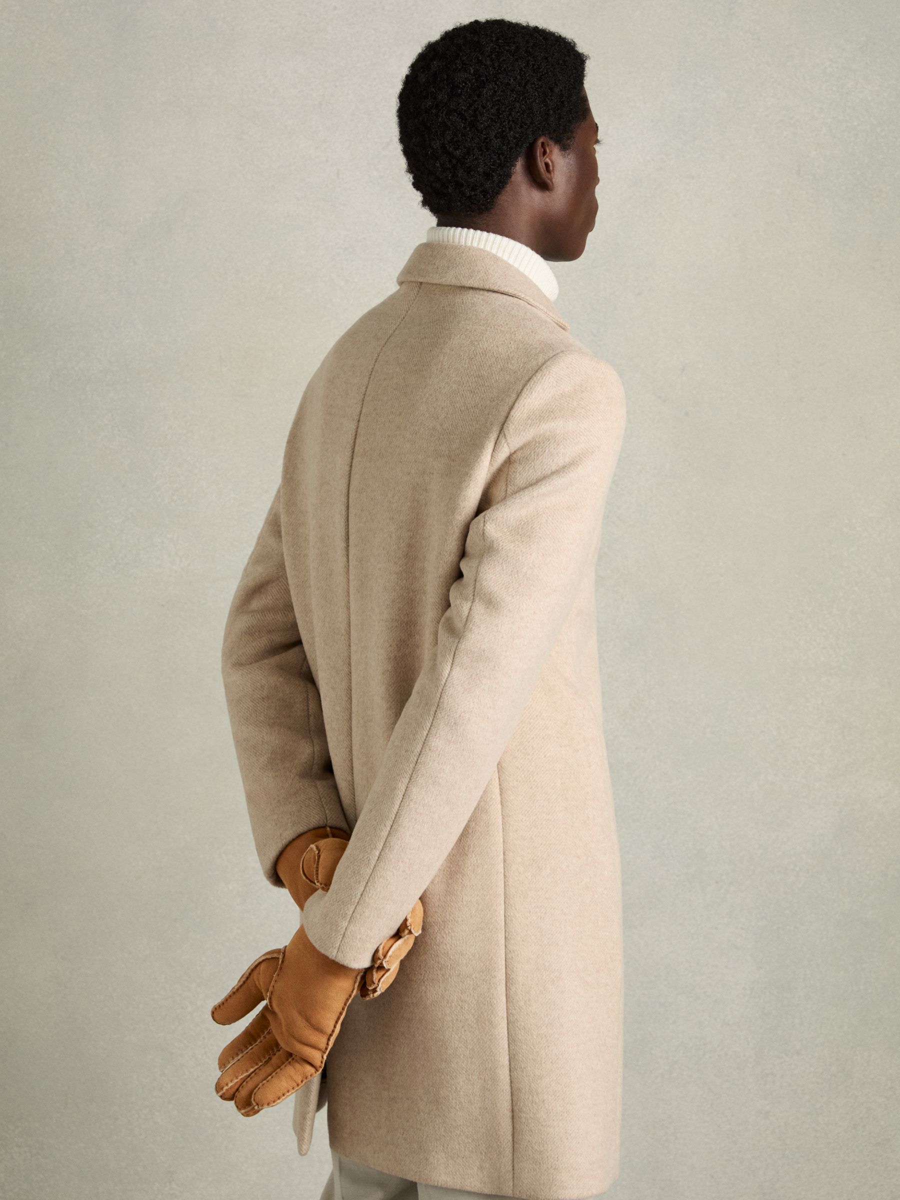 Suede Shearling Gloves in Tan - Image 2 of 3