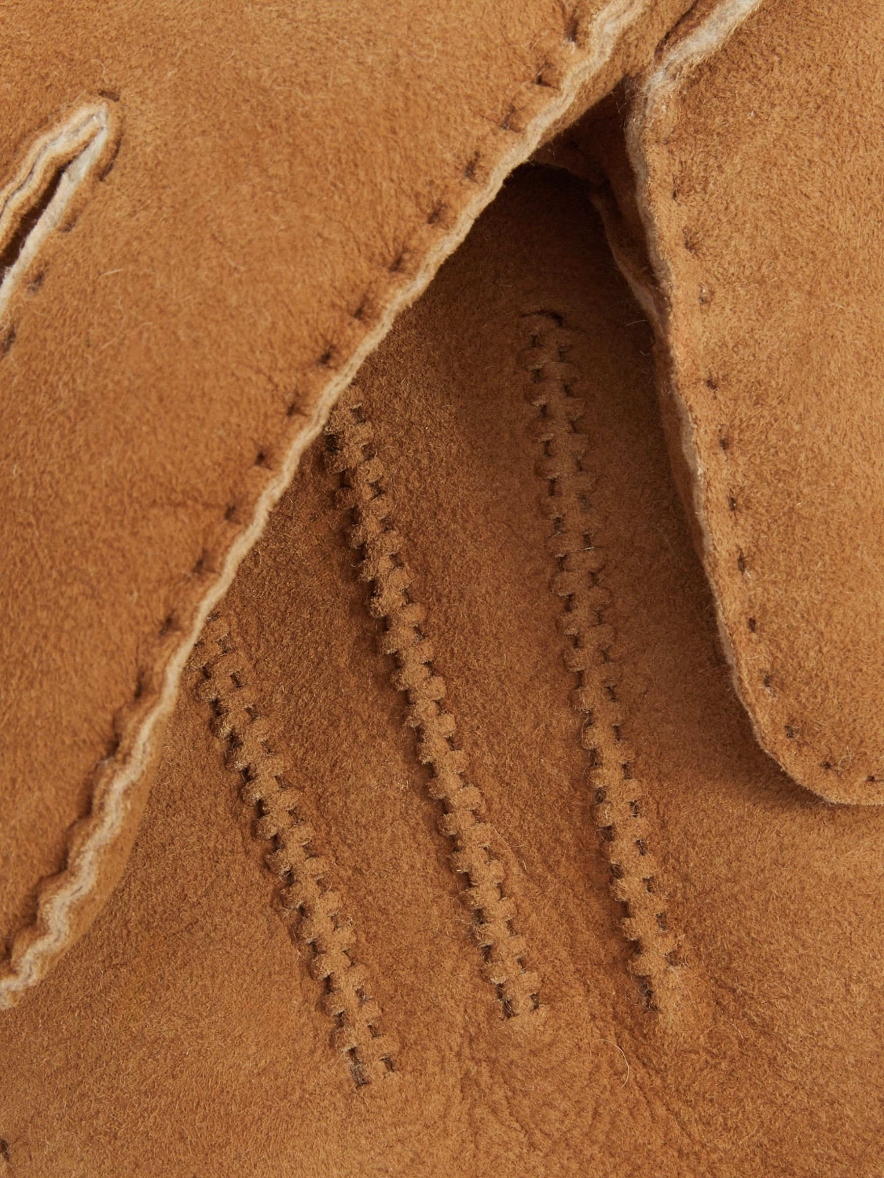 Suede Shearling Gloves in Tan - Image 3 of 3