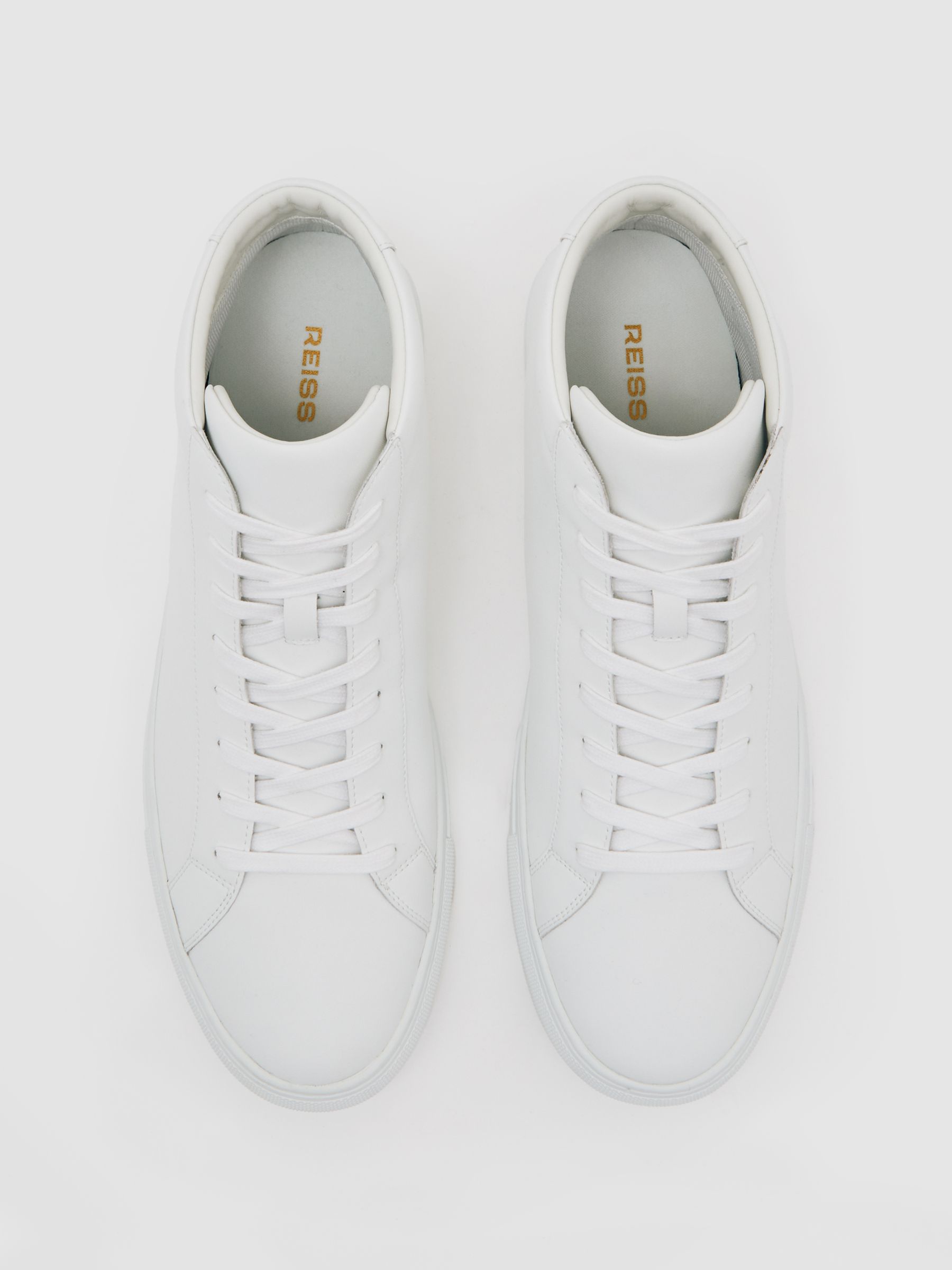 Tumbled-Leather High-Top Trainers in White - Image 3 of 6