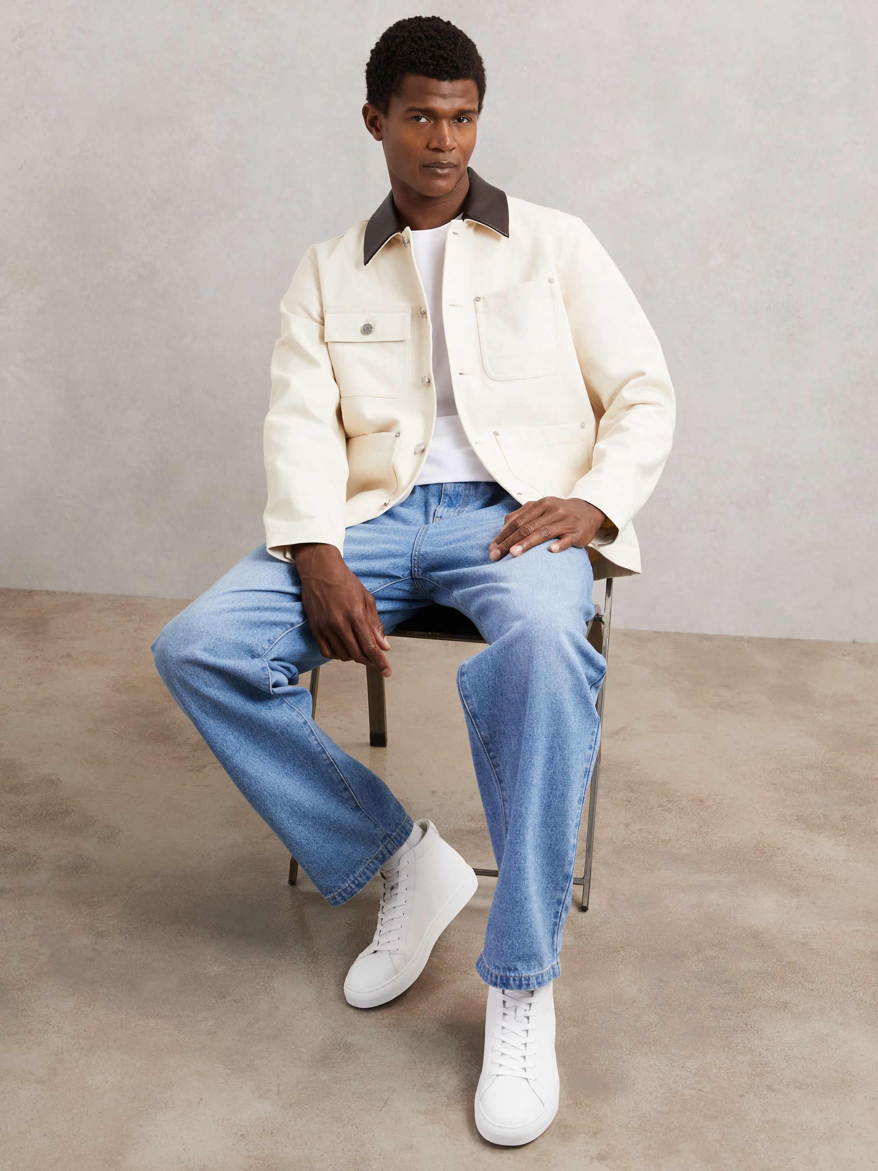 Tumbled-Leather High-Top Trainers in White - Image 6 of 6