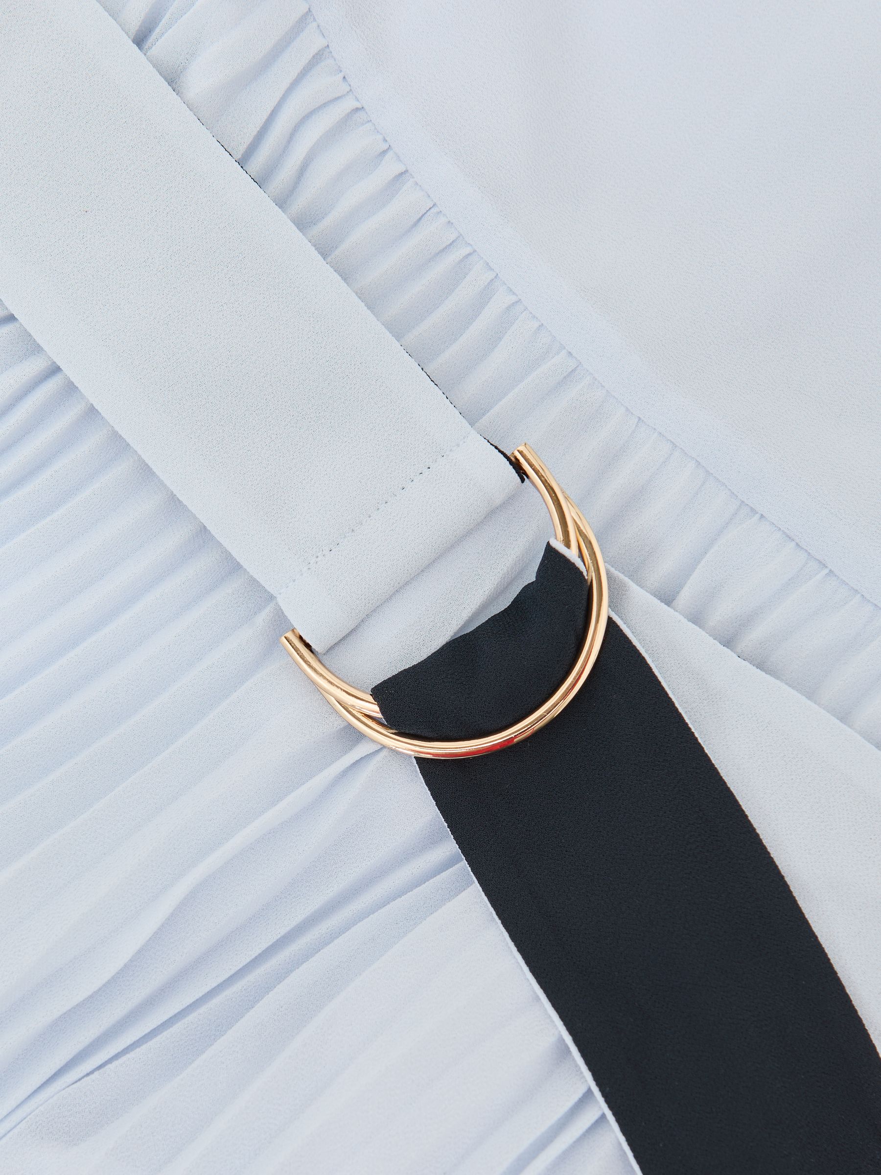 Petite Colour-Block Pleated Midi Dress in Blue/Navy - Image 6 of 7