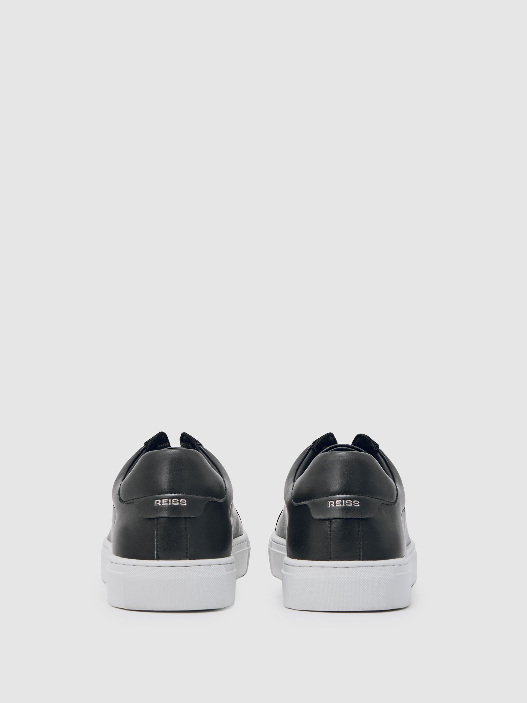 Bonded-Leather Concealed-Lace Trainers in Black - Image 4 of 6