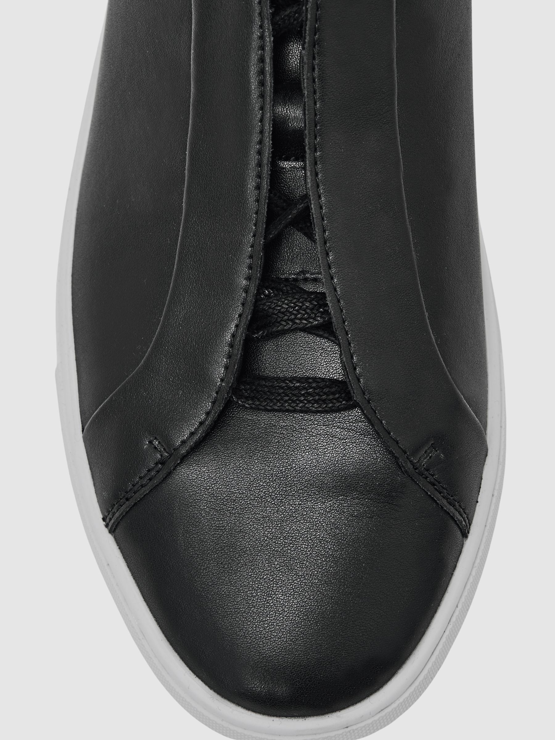 Bonded-Leather Concealed-Lace Trainers in Black - Image 5 of 6