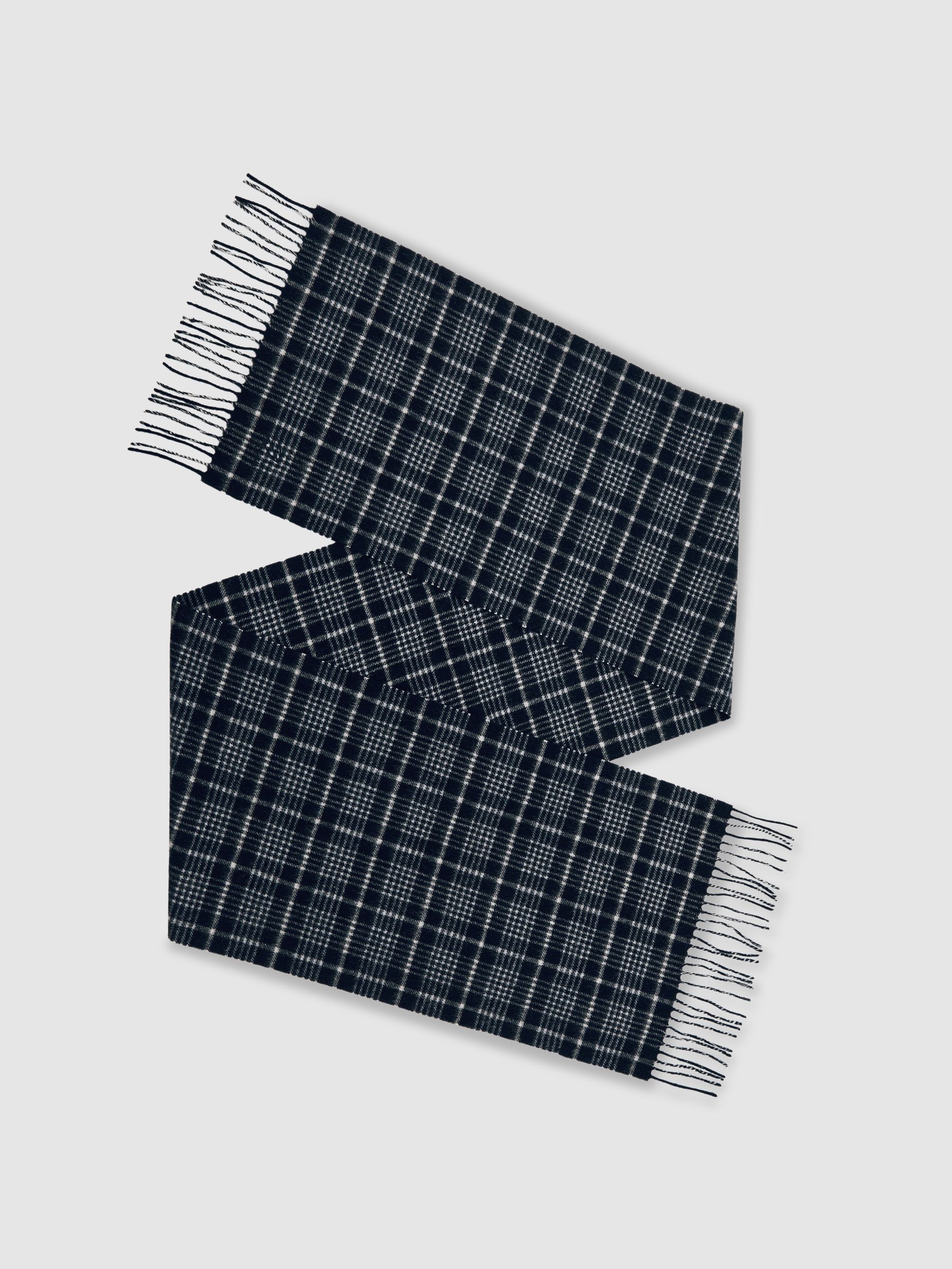 Wool-Cashmere Check Scarf in Navy - image 5