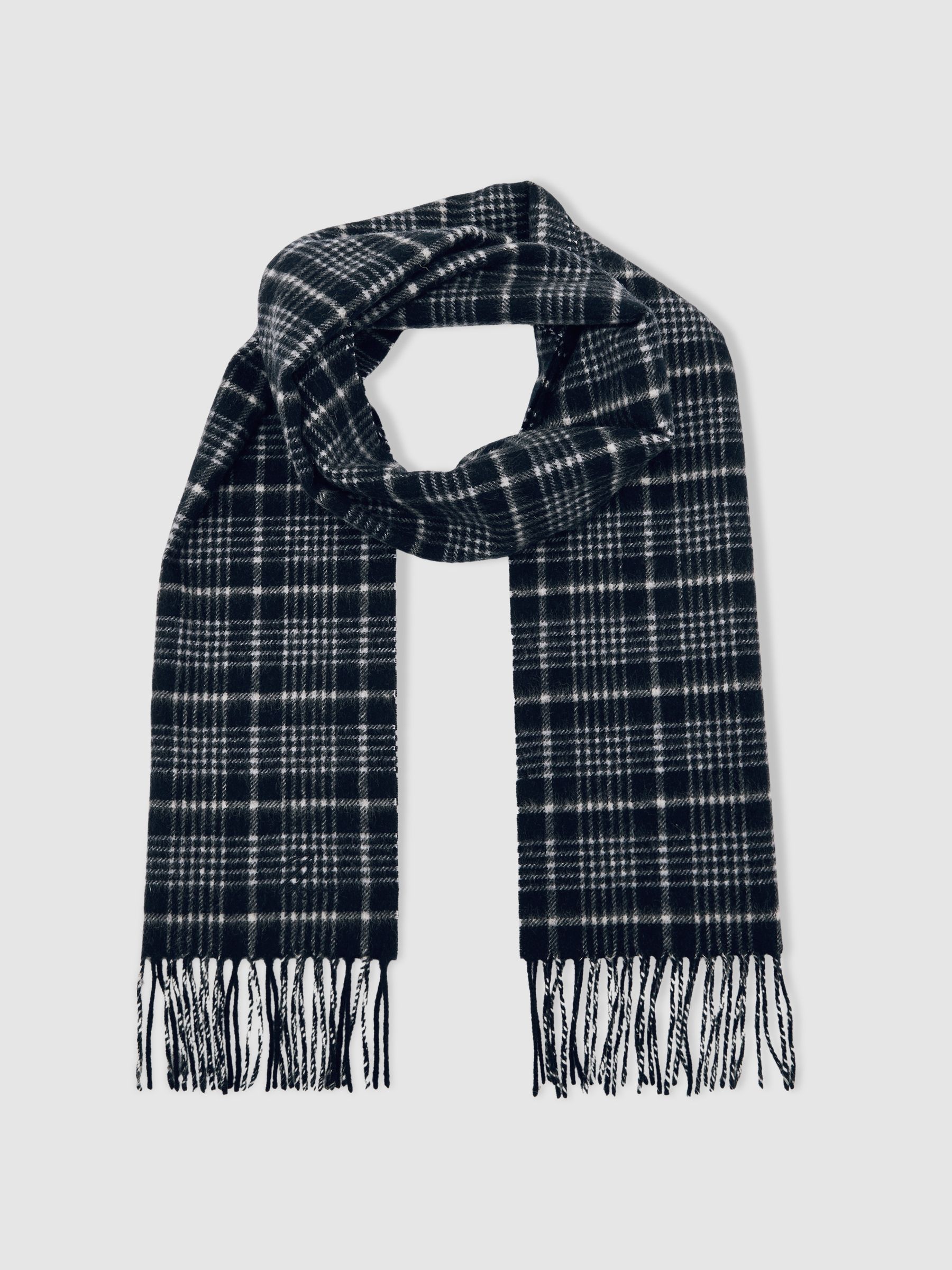 Wool-Cashmere Check Scarf in Navy - image 4