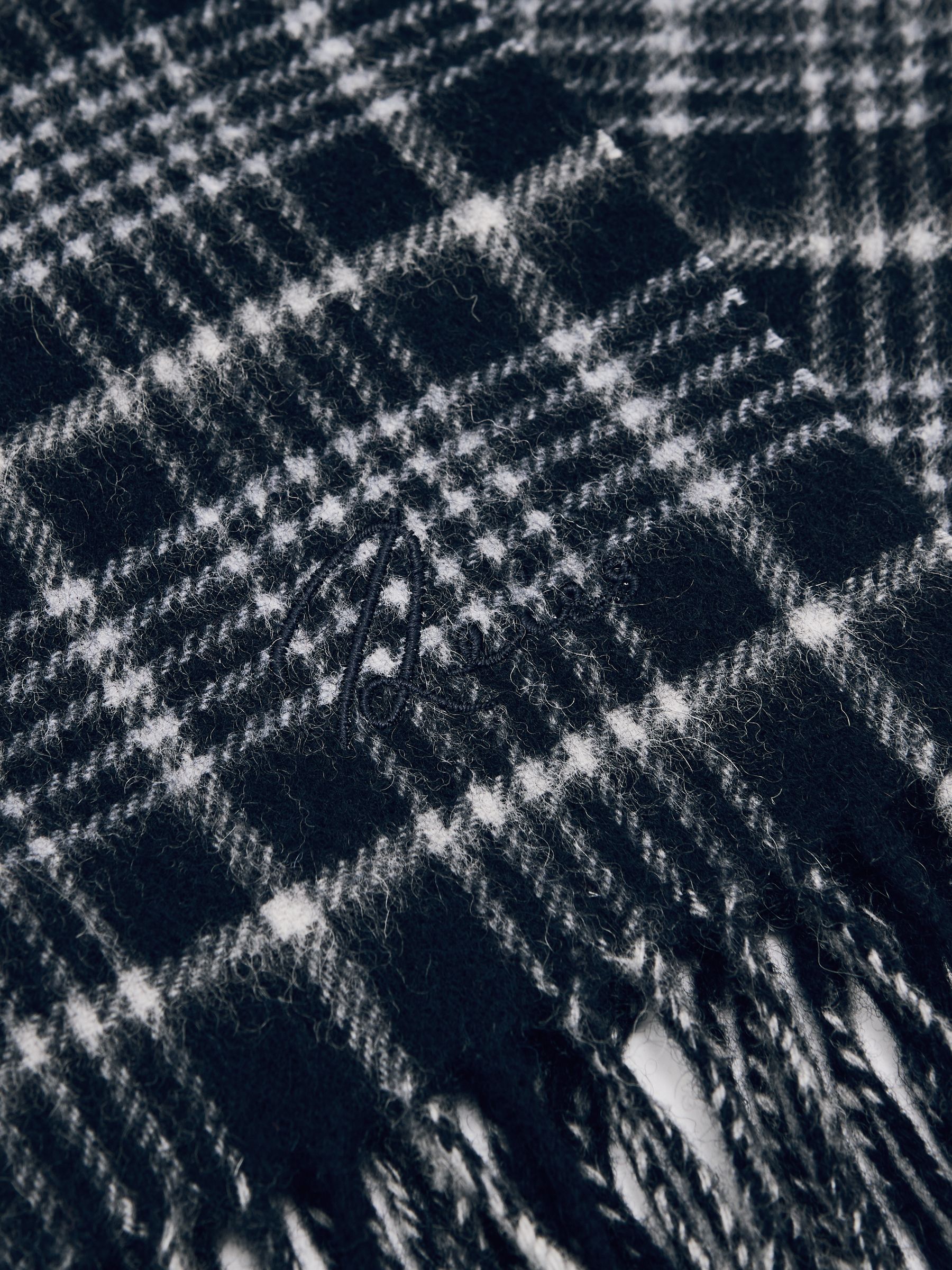 Wool-Cashmere Check Scarf in Navy - image 2