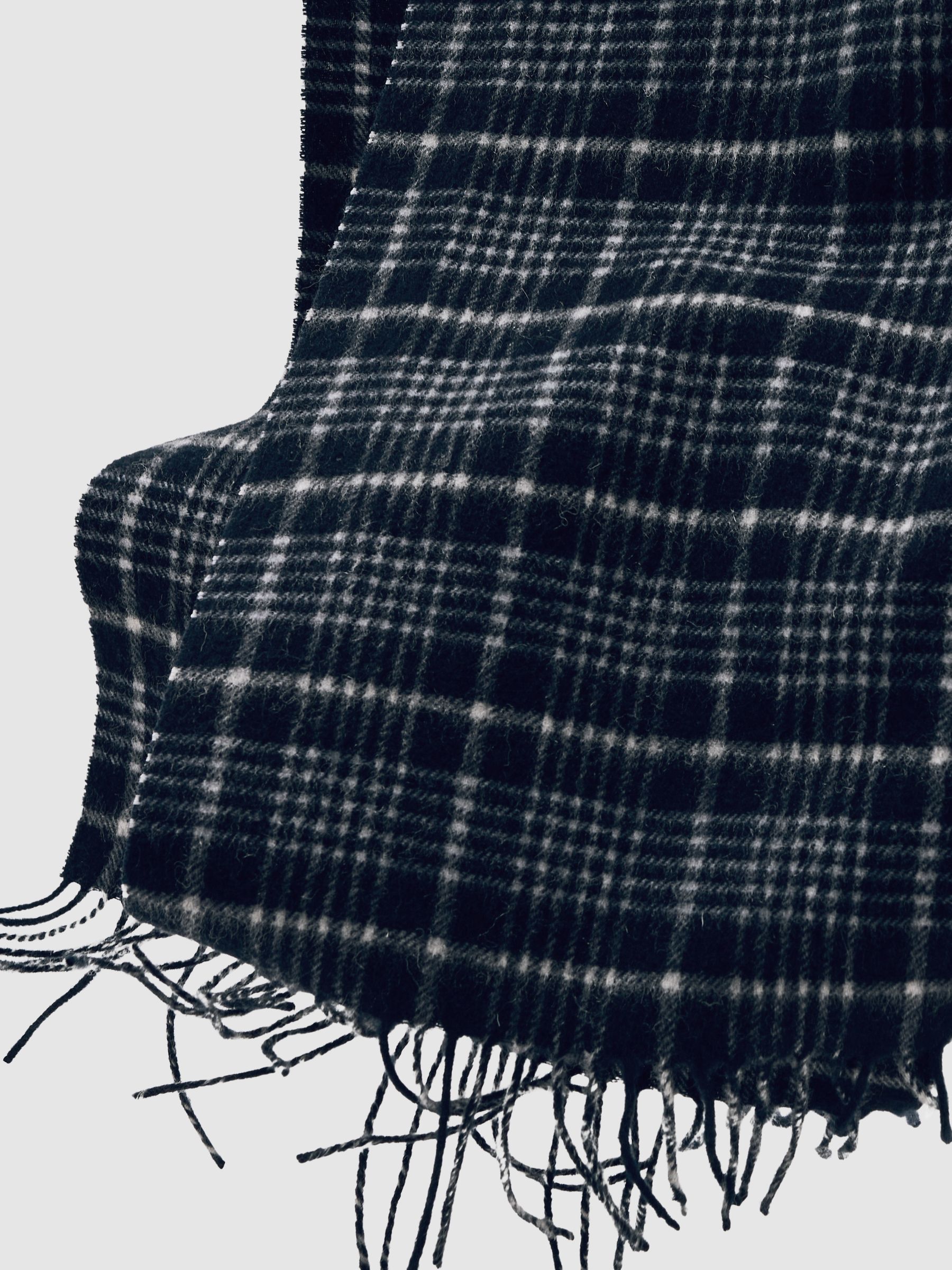 Wool-Cashmere Check Scarf in Navy - image 3