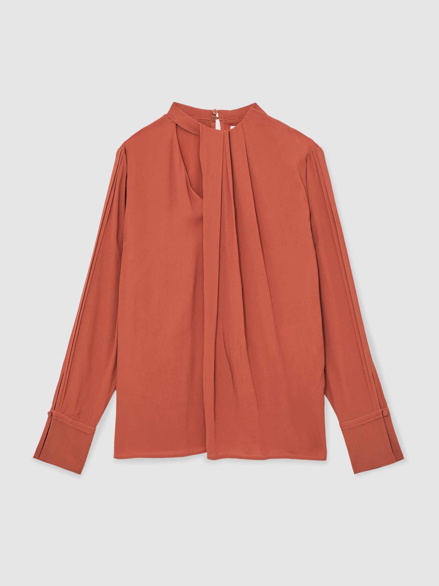 Drape-Detail Asymmetric Blouse in Copper - Image 2 of 7