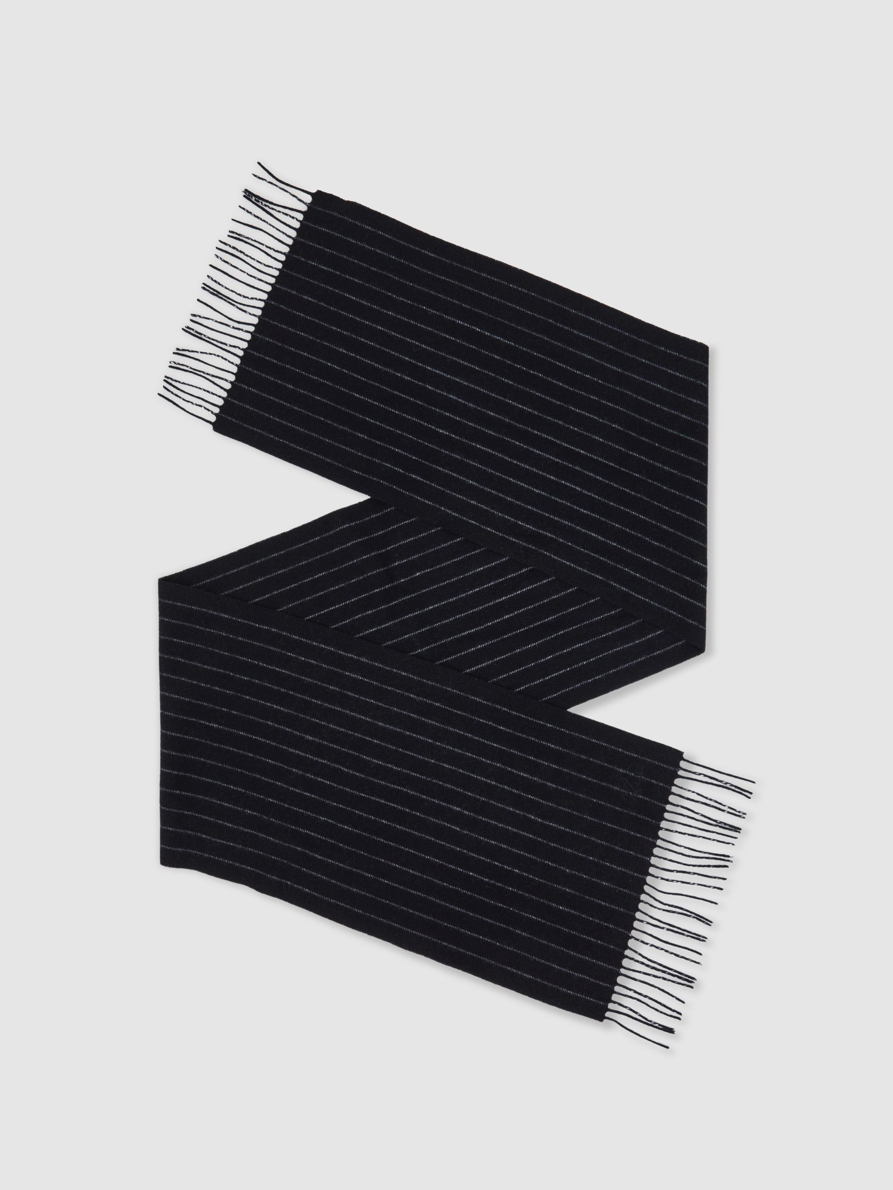 Wool-Cashmere Pinstripe Scarf in Navy - Image 1 of 5