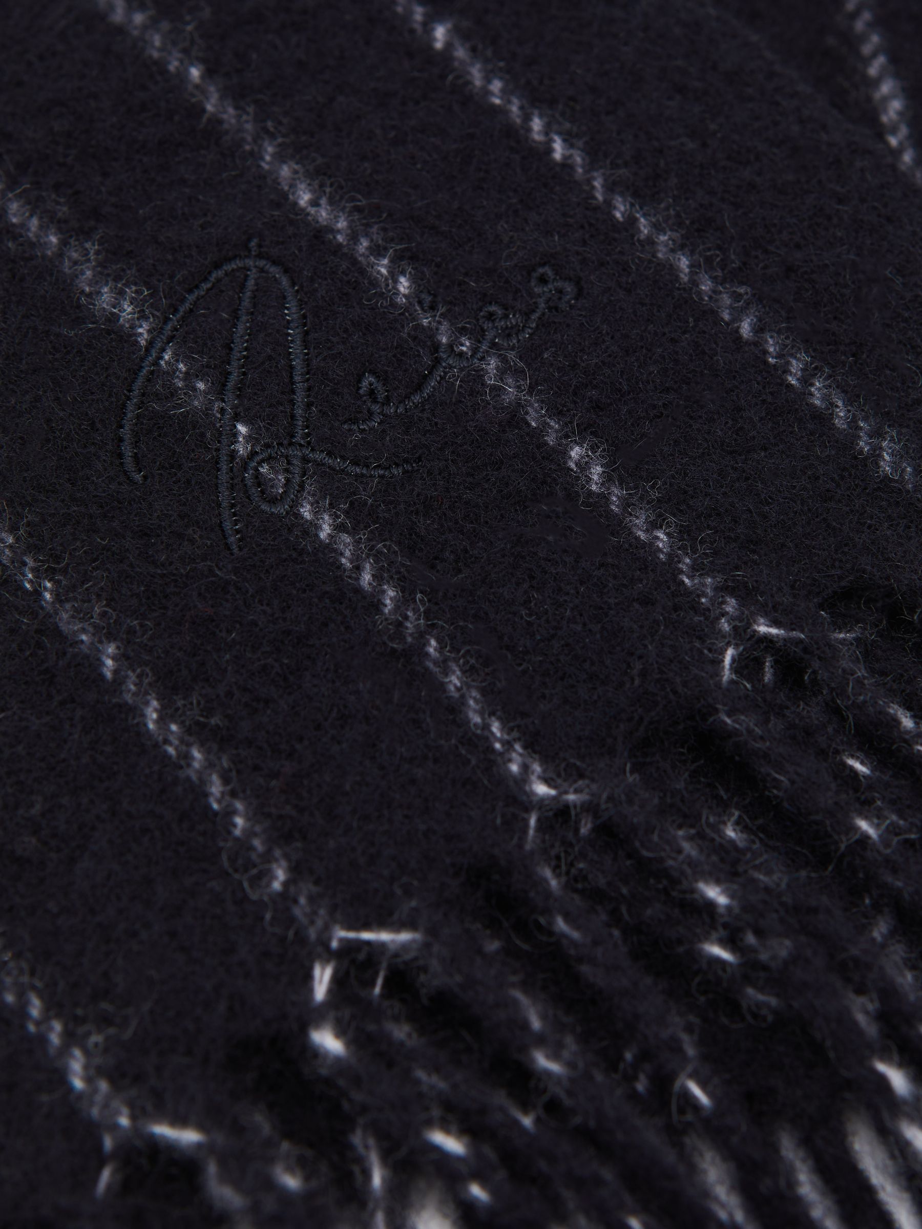 Wool-Cashmere Pinstripe Scarf in Navy - Image 4 of 5
