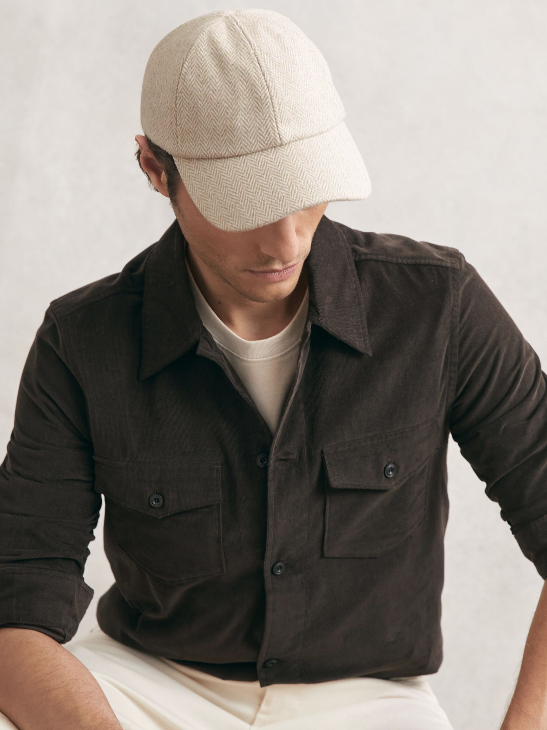 Herringbone Cap with Wool in Oatmeal - image 1