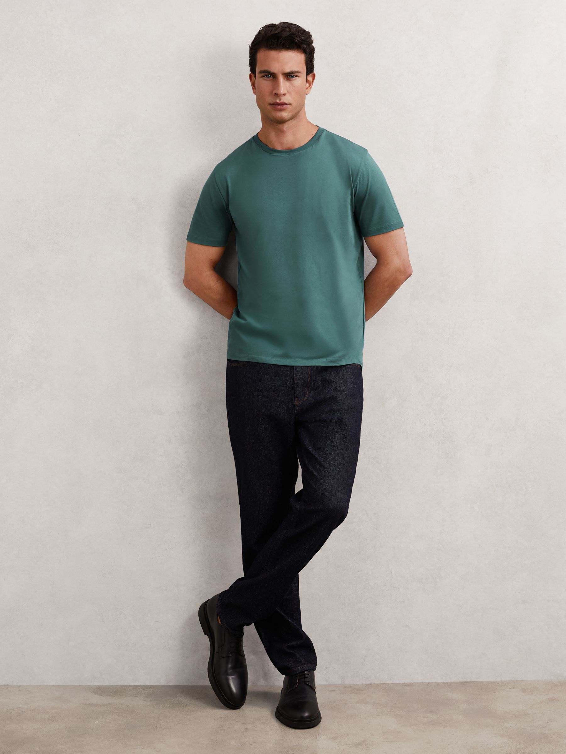 Cotton Crew-Neck T-Shirt in Seafoam Green - Image 6 of 7