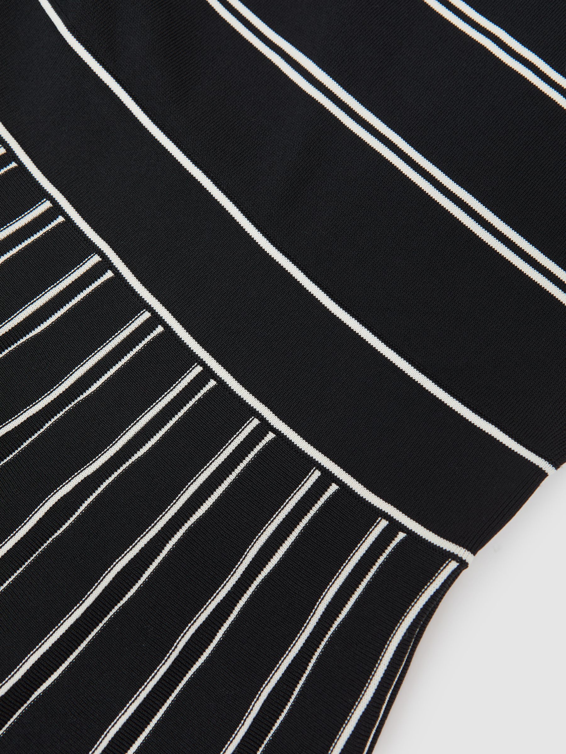 Stripe Pleated Knitted Midi Dress in Black/Ivory - image 3