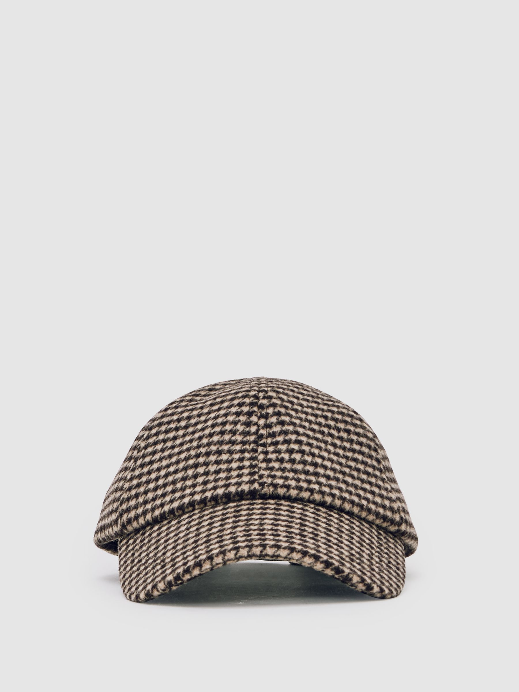 Wool-Blend Houndstooth-Check Cap in Brown - image 5