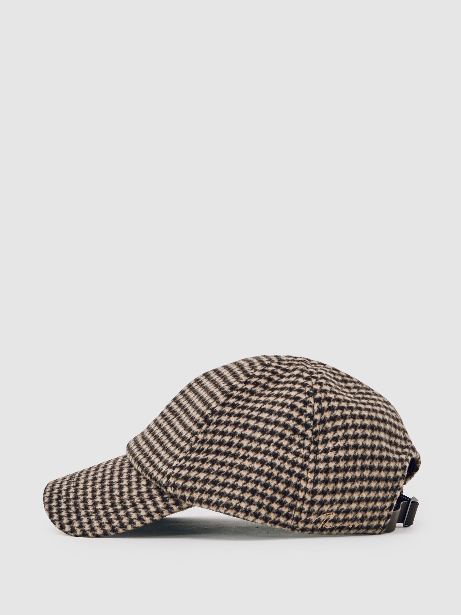 Wool-Blend Houndstooth-Check Cap in Brown - image 2