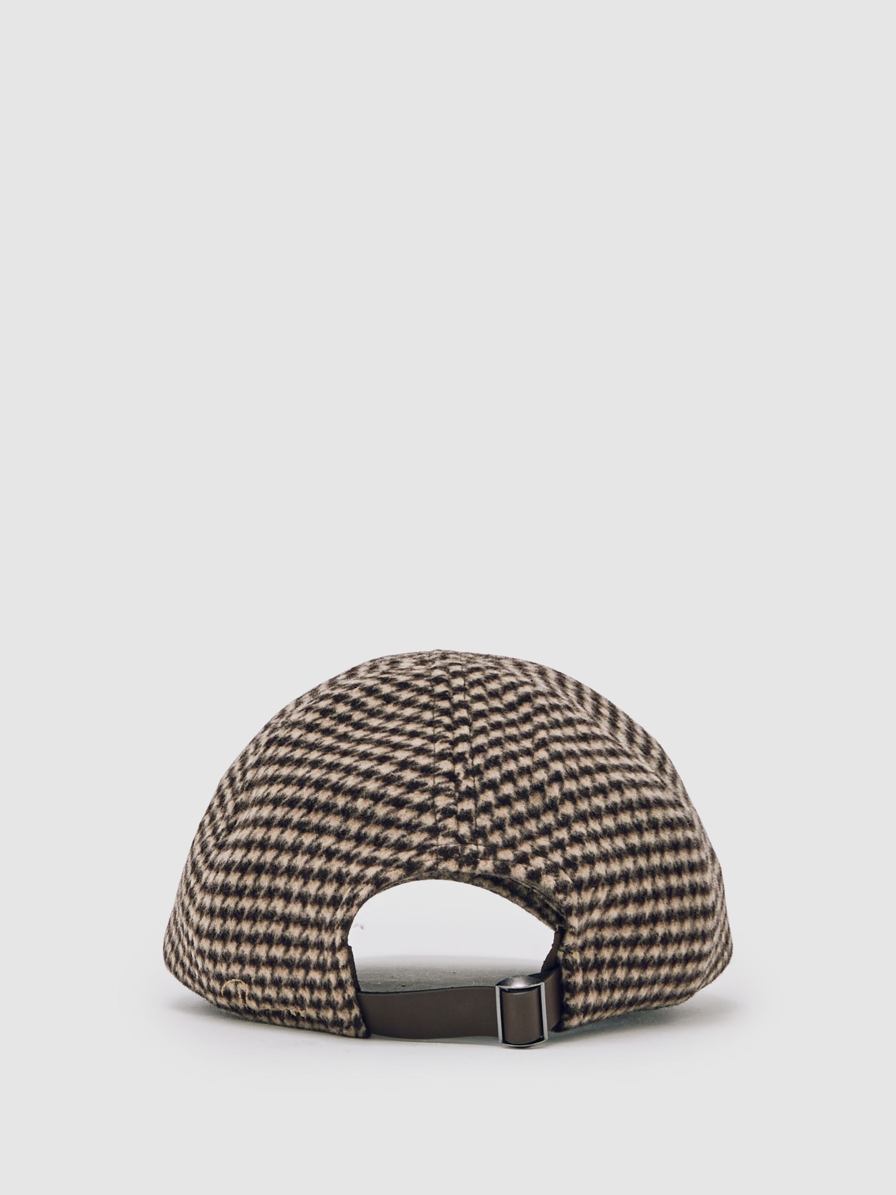 Wool-Blend Houndstooth-Check Cap in Brown - image 4