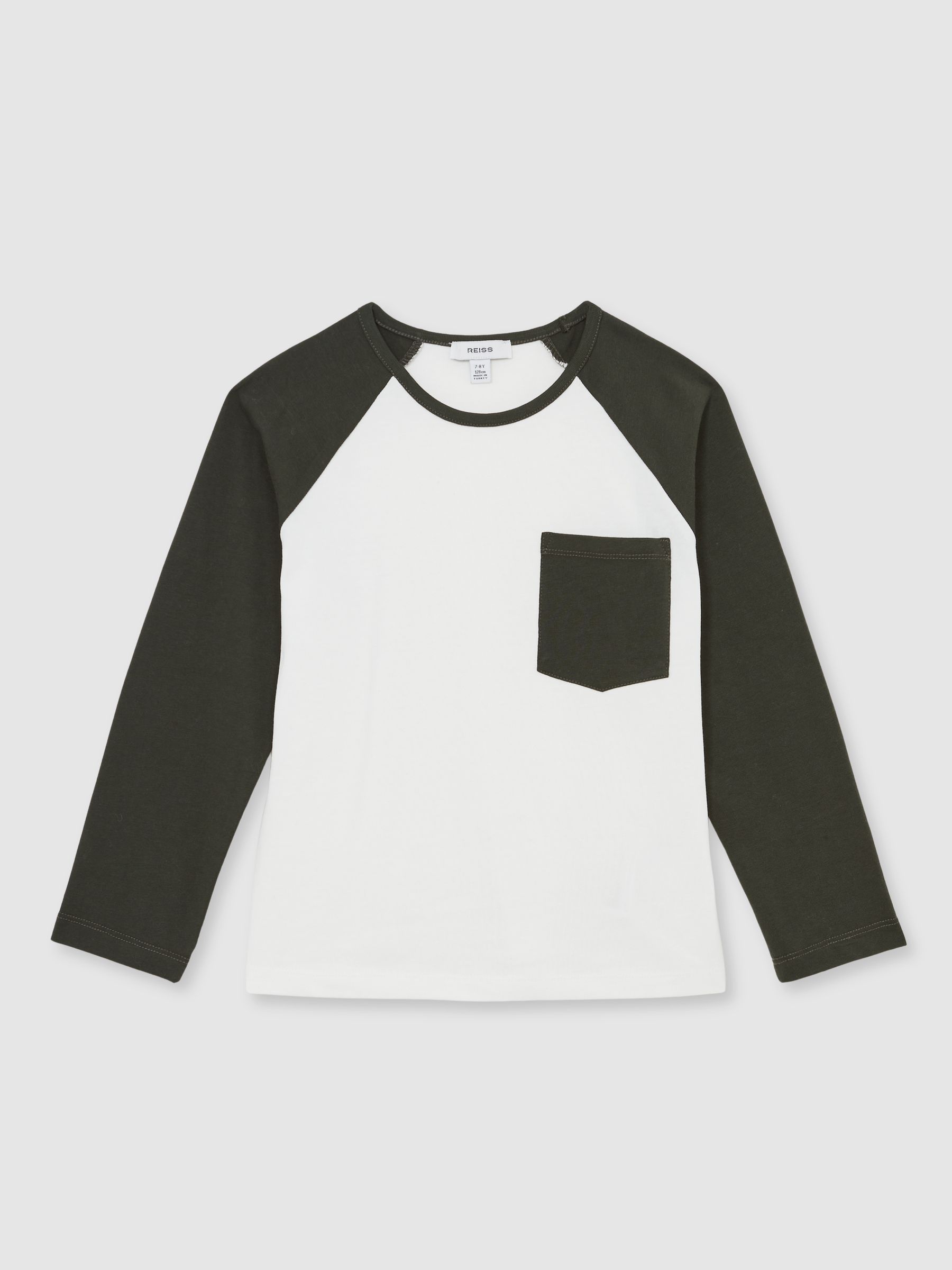 13-14 yrs Cotton Colour-Block Long-Sleeve T-Shirt in Green - Image 2 of 4