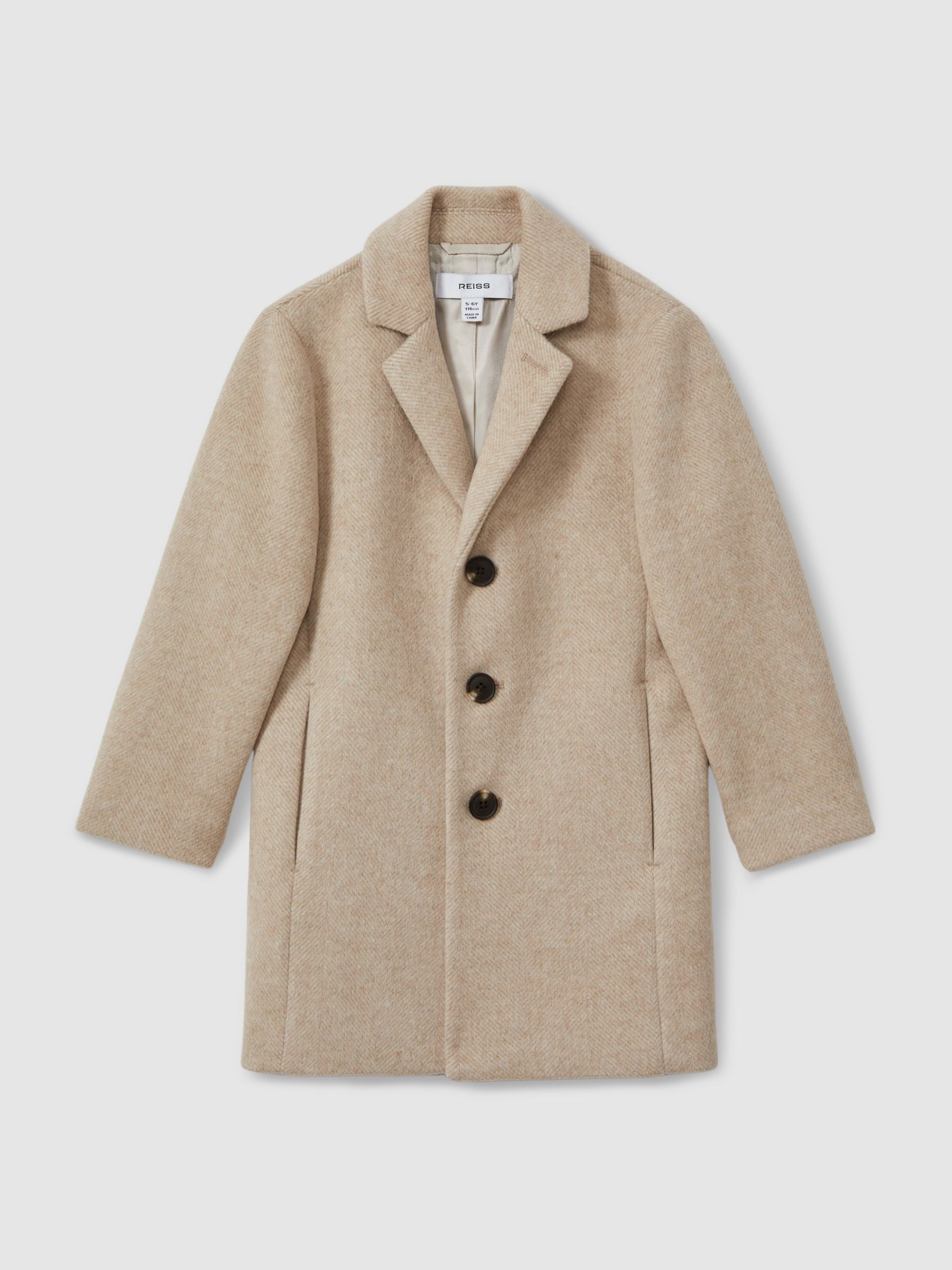 9-13 yrs Single Breasted Overcoat in Oatmeal - Image 1 of 4 9-13 yrs Single Breasted Overcoat in Oatmeal - Image 1 of 4