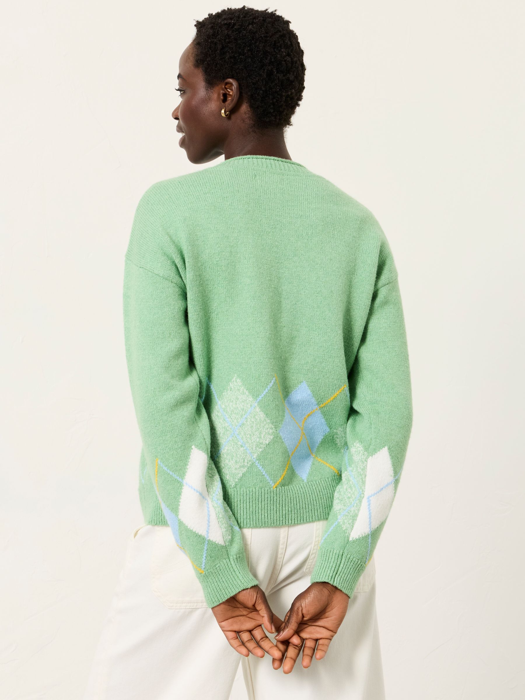 Rue Green Knitted Argyle Jumper - Image 2 of 6