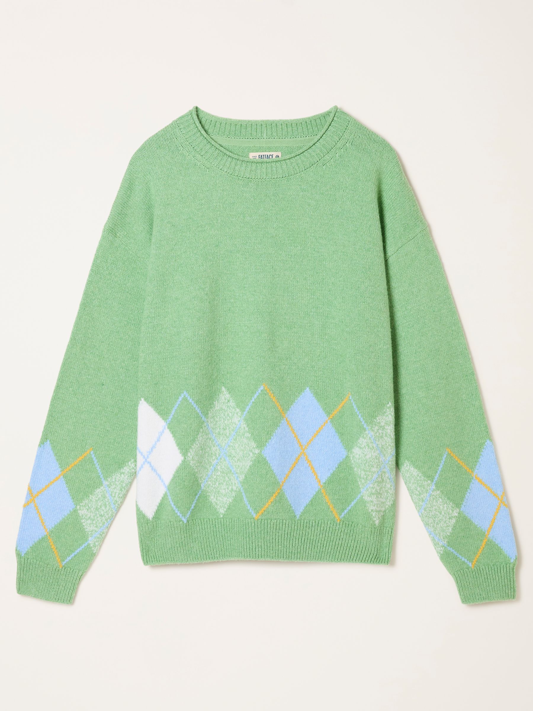 Rue Green Knitted Argyle Jumper - Image 6 of 6