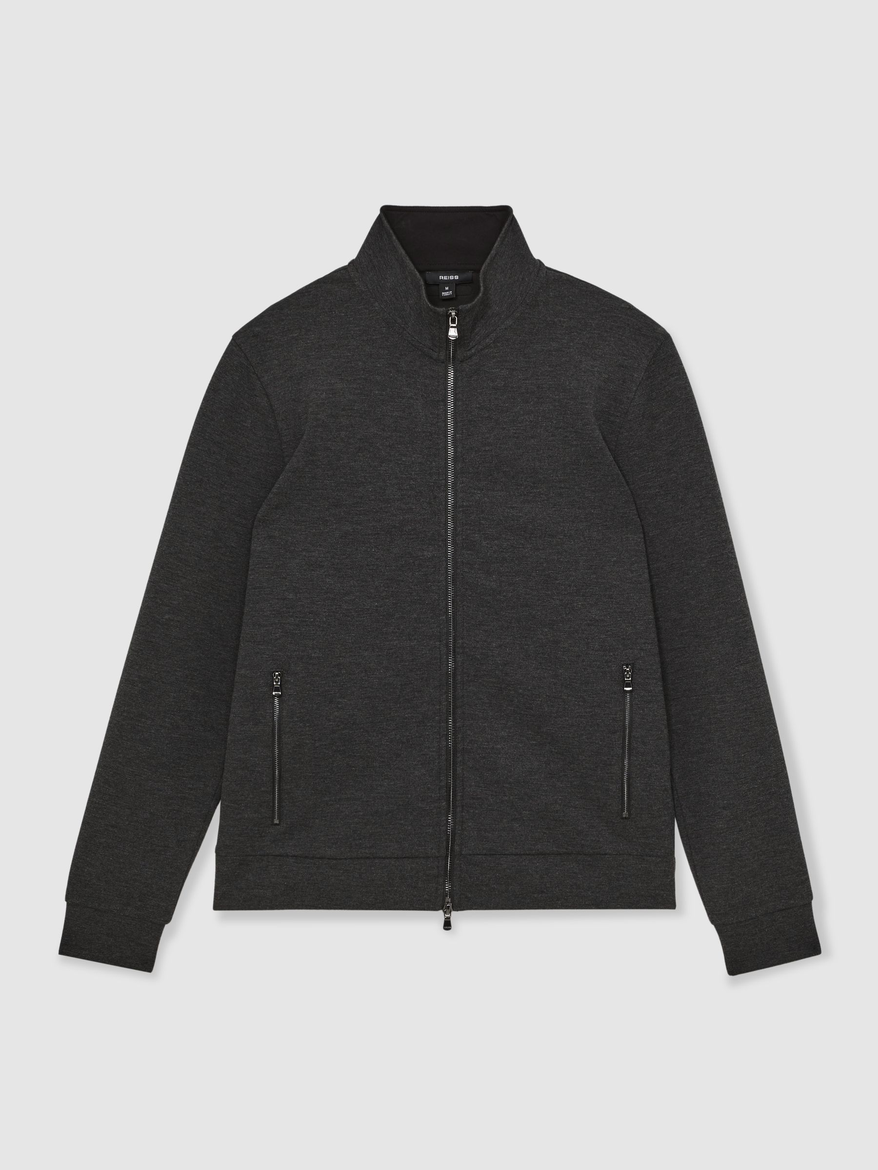Double-Faced Jersey Zip Sweatshirt in Charcoal - Image 2 of 7