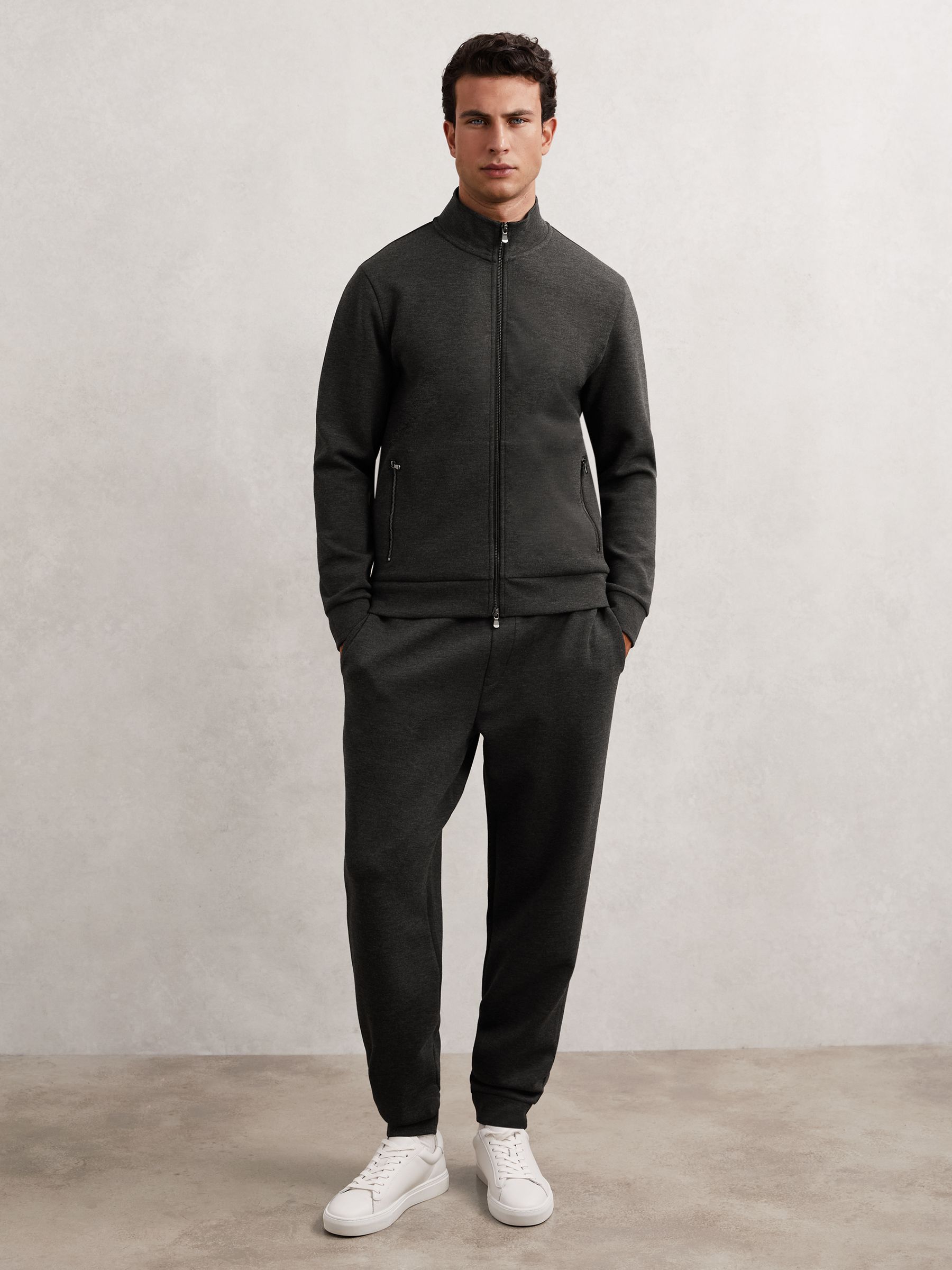 Double-Faced Jersey Zip Sweatshirt in Charcoal - Image 4 of 7