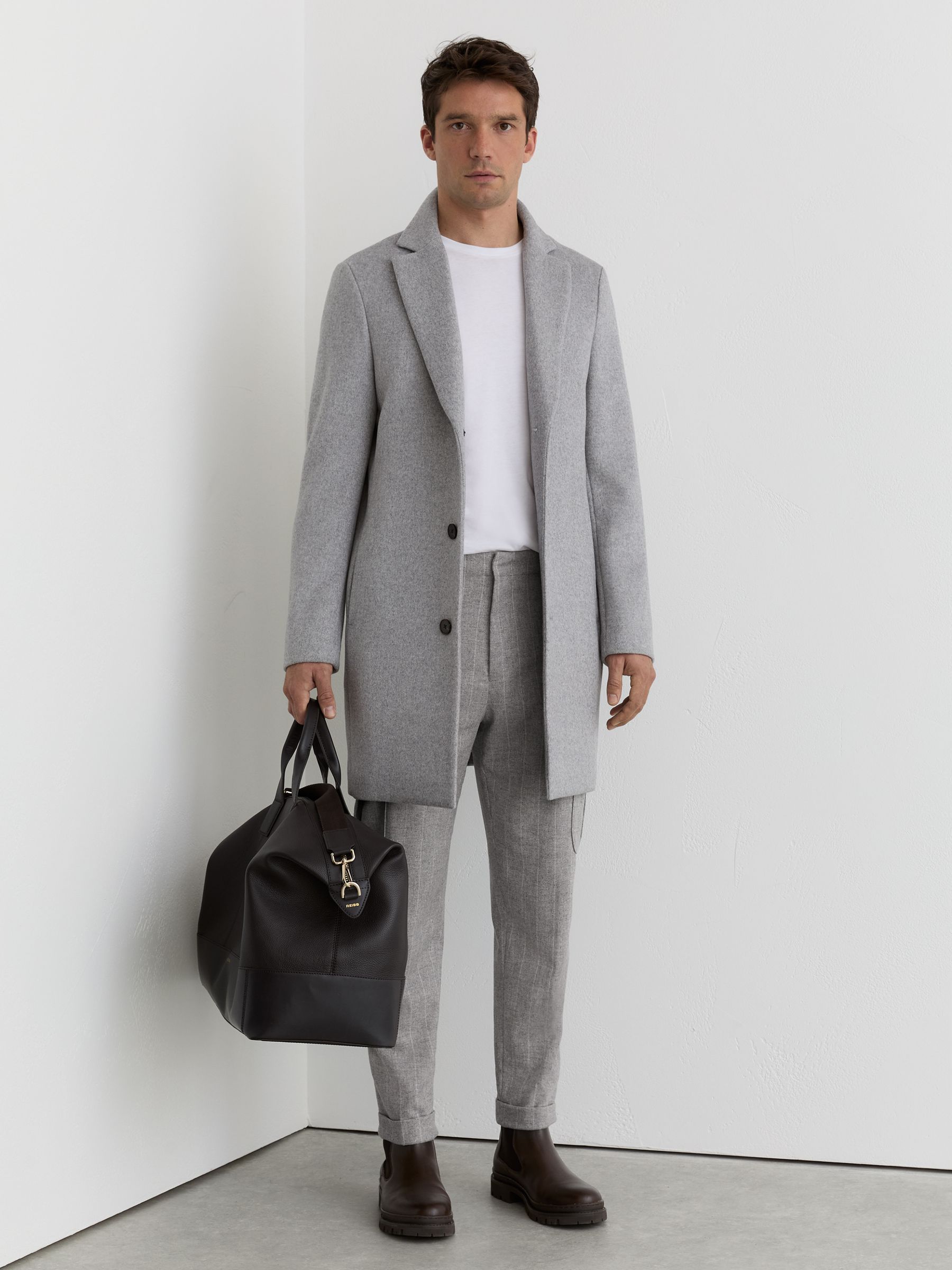 Cargo kalhoty z vlněného Blendu flanelu s proužky v měkké šedé barvě - Obrázek 3 z 6