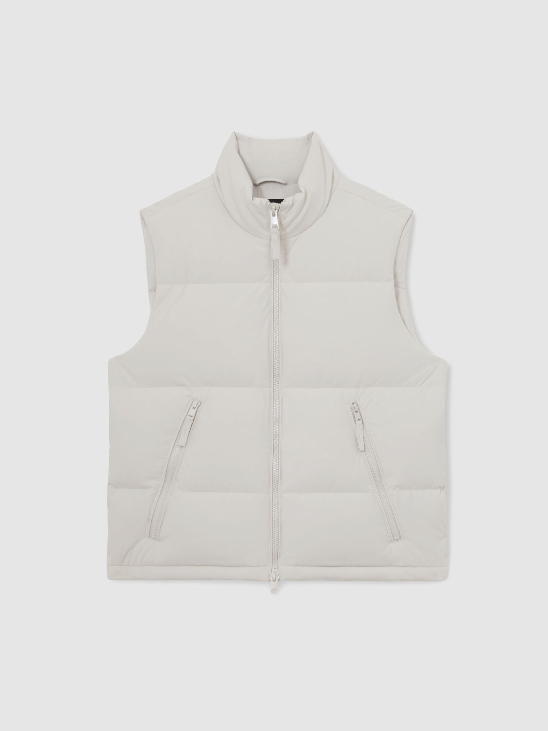 Quilted Zip-Through Puffer Gilet in Light Stone - Image 2 of 6