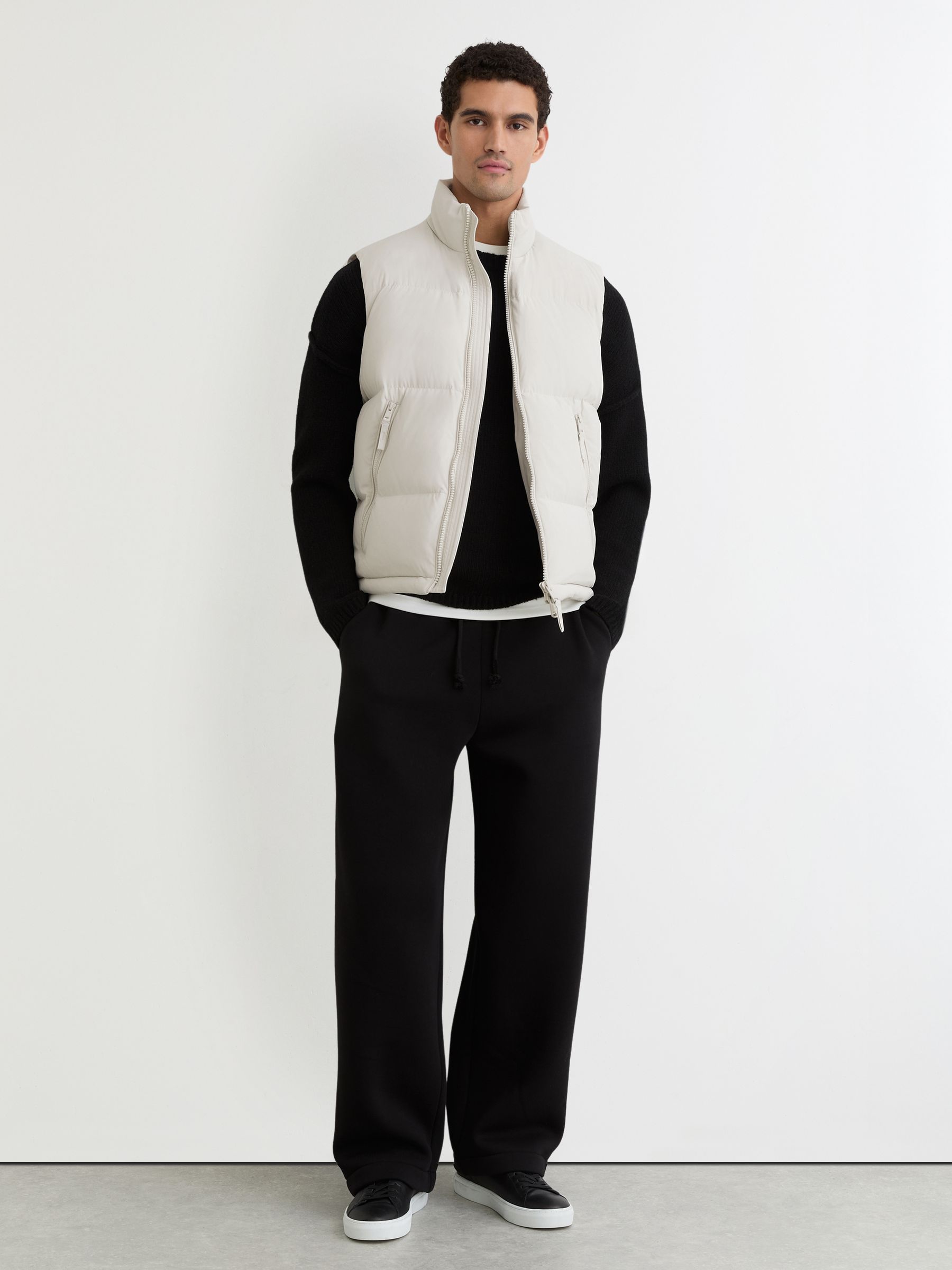 Quilted Zip-Through Puffer Gilet in Light Stone - Image 3 of 6