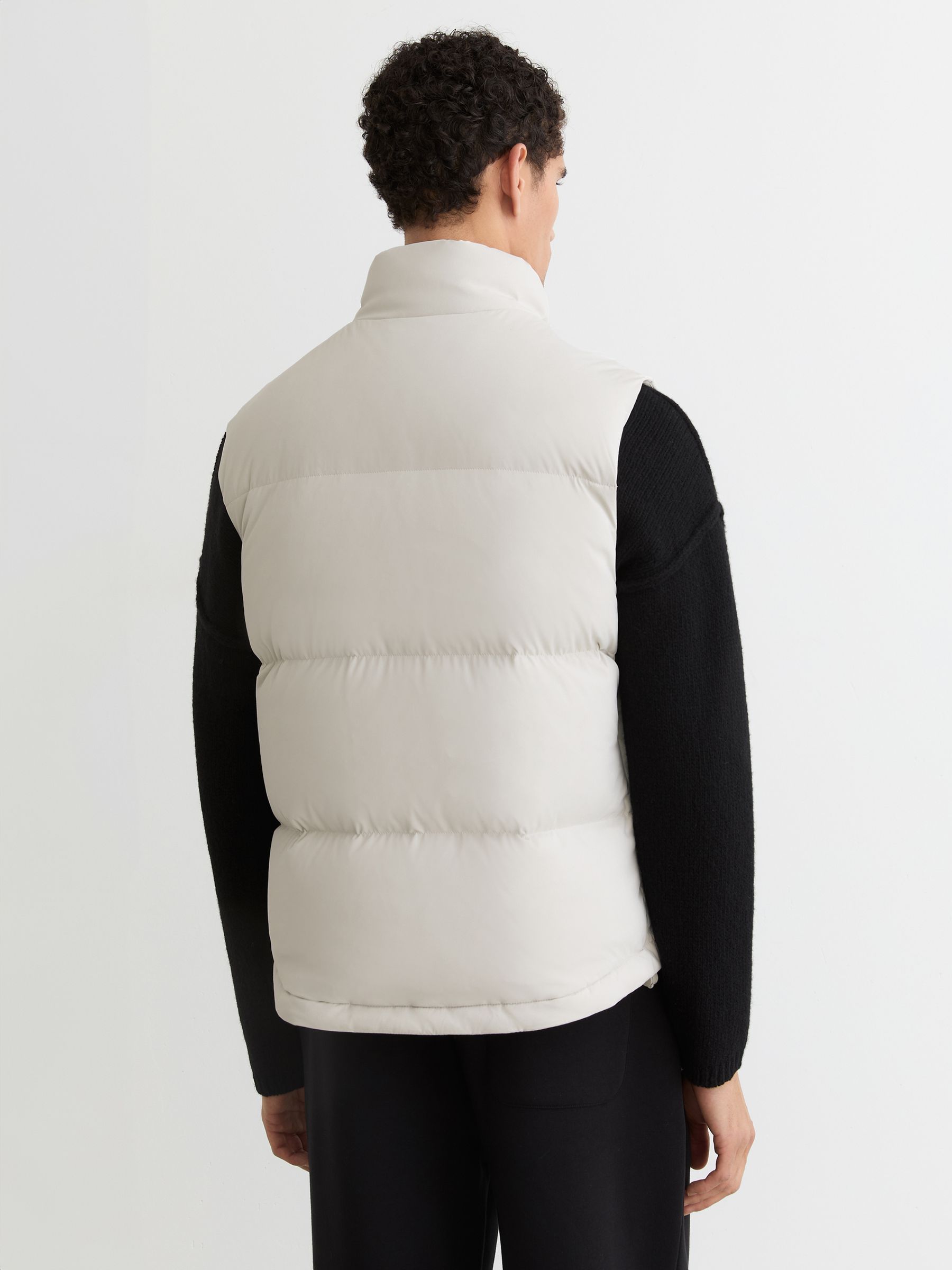 Quilted Zip-Through Puffer Gilet in Light Stone - image 3