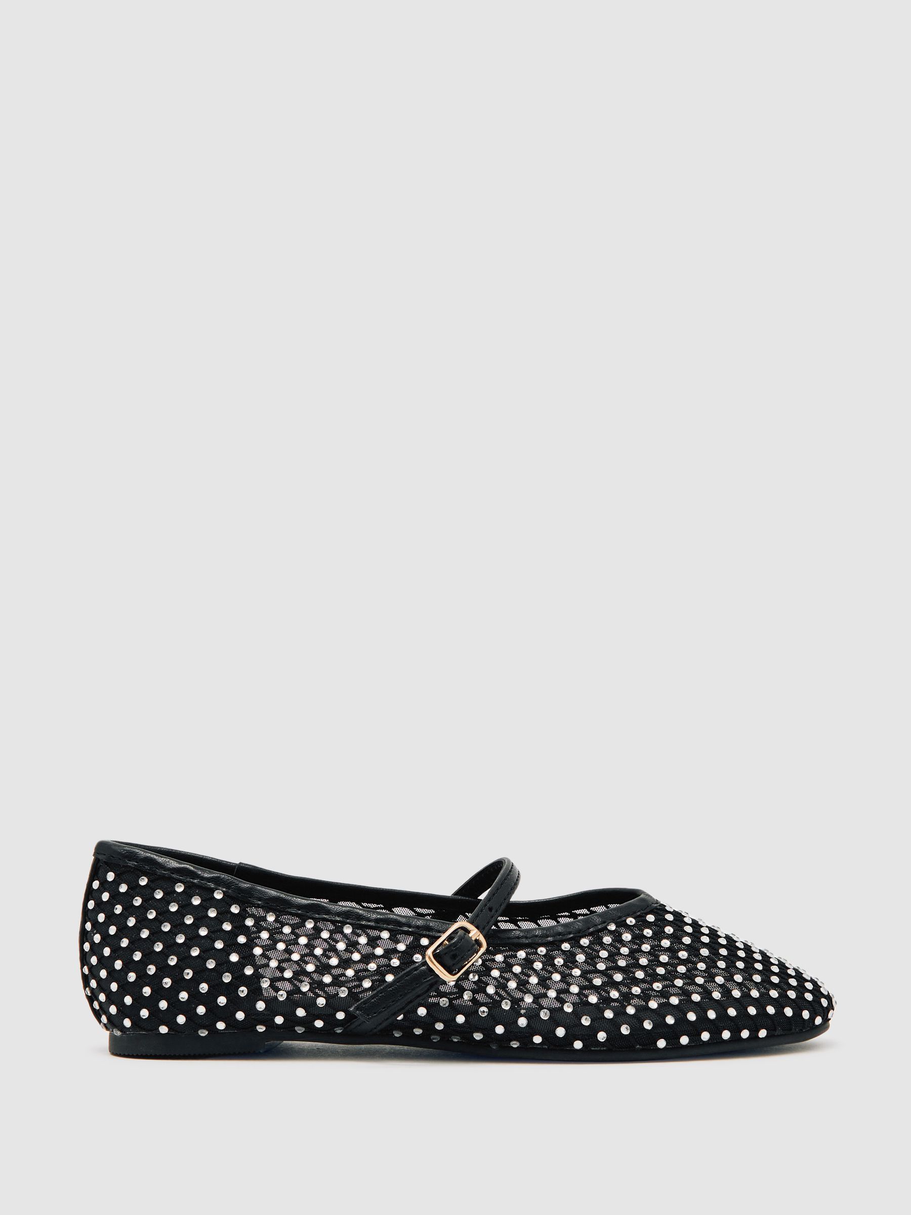 Girls Crystal-mesh Ballet Pumps