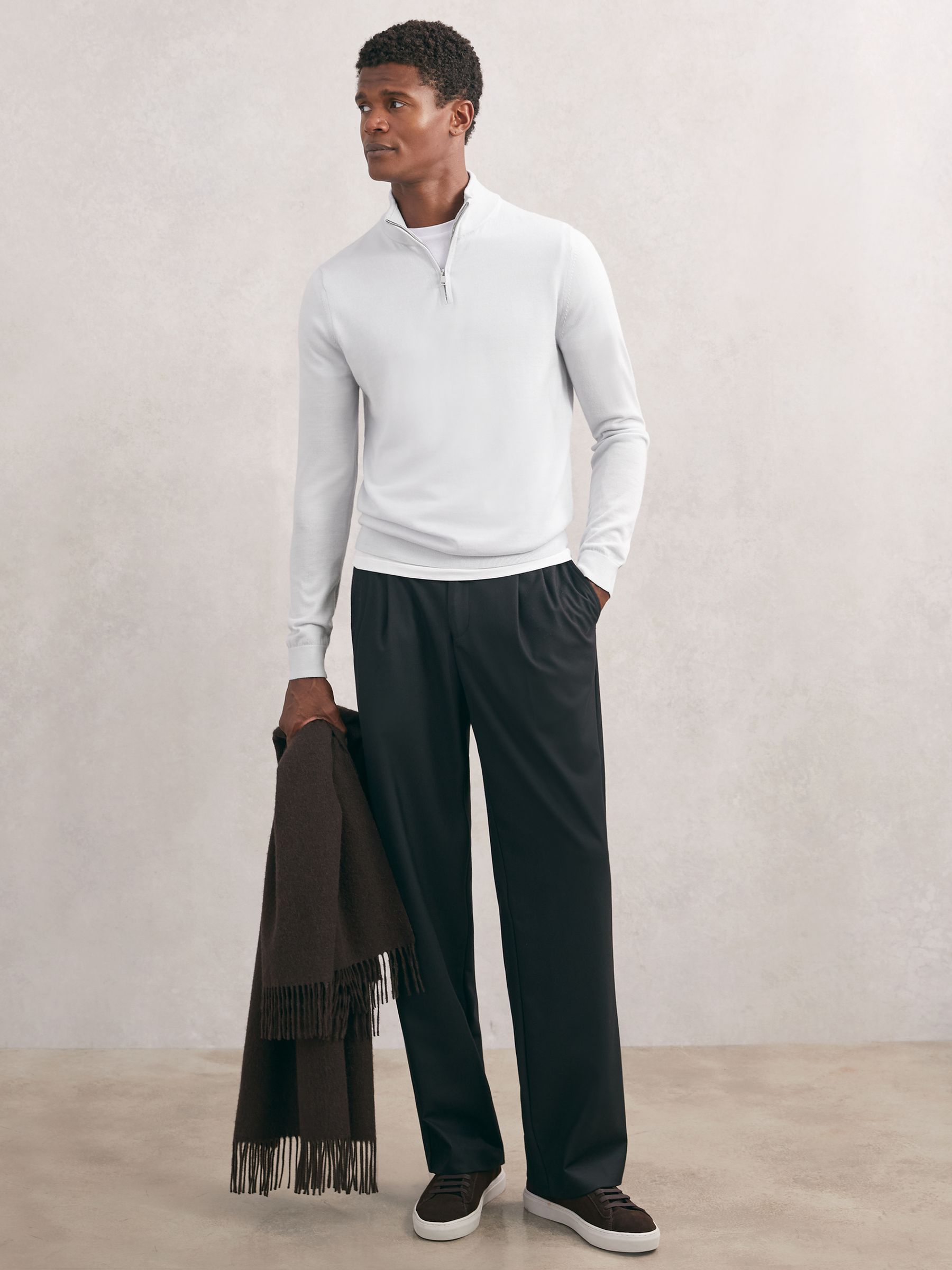 Wool Half-zip Funnel Neck Jumper