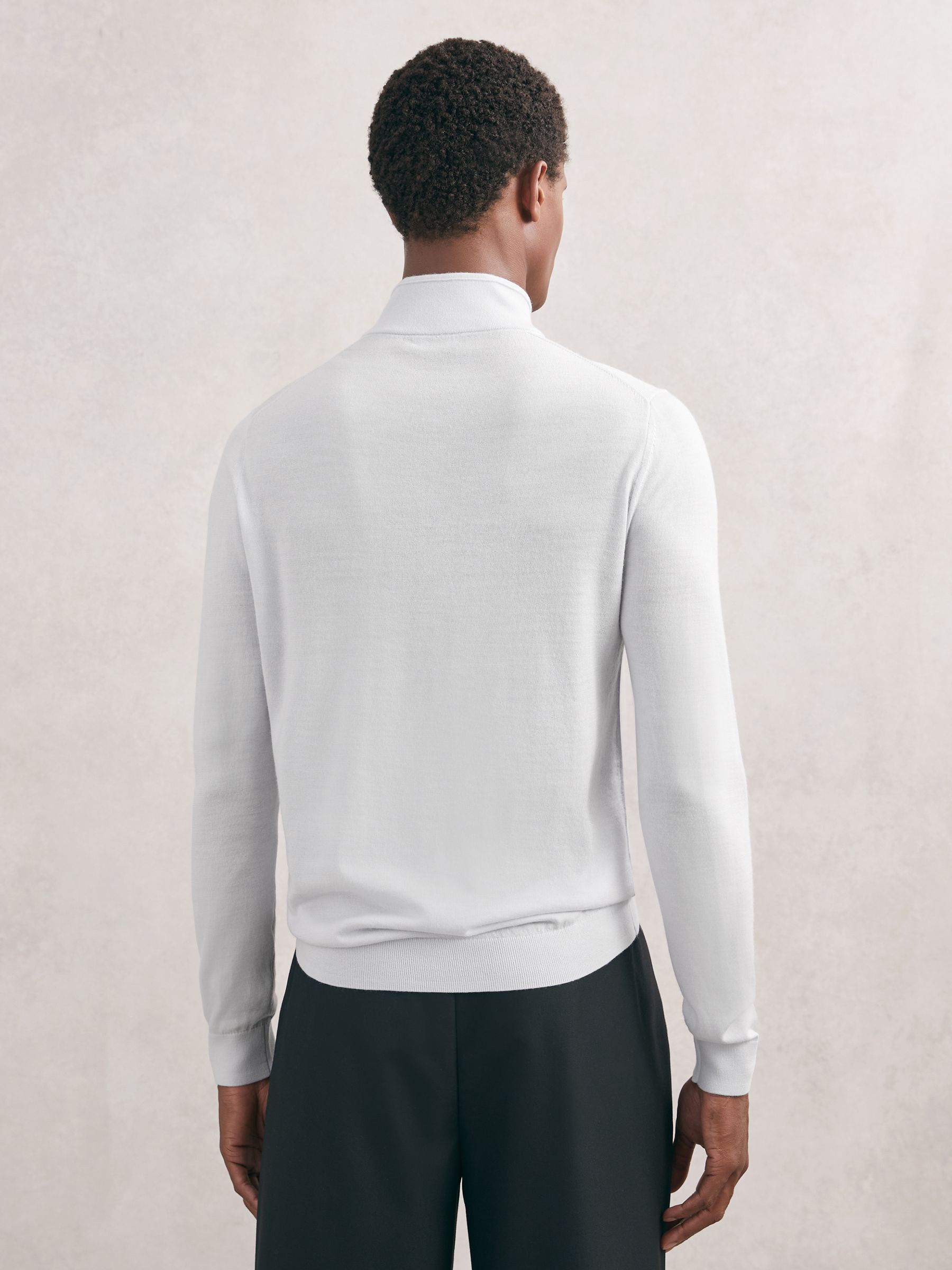 Pull demi-zip en laine mérinos bleu givré - Image 5 de 6