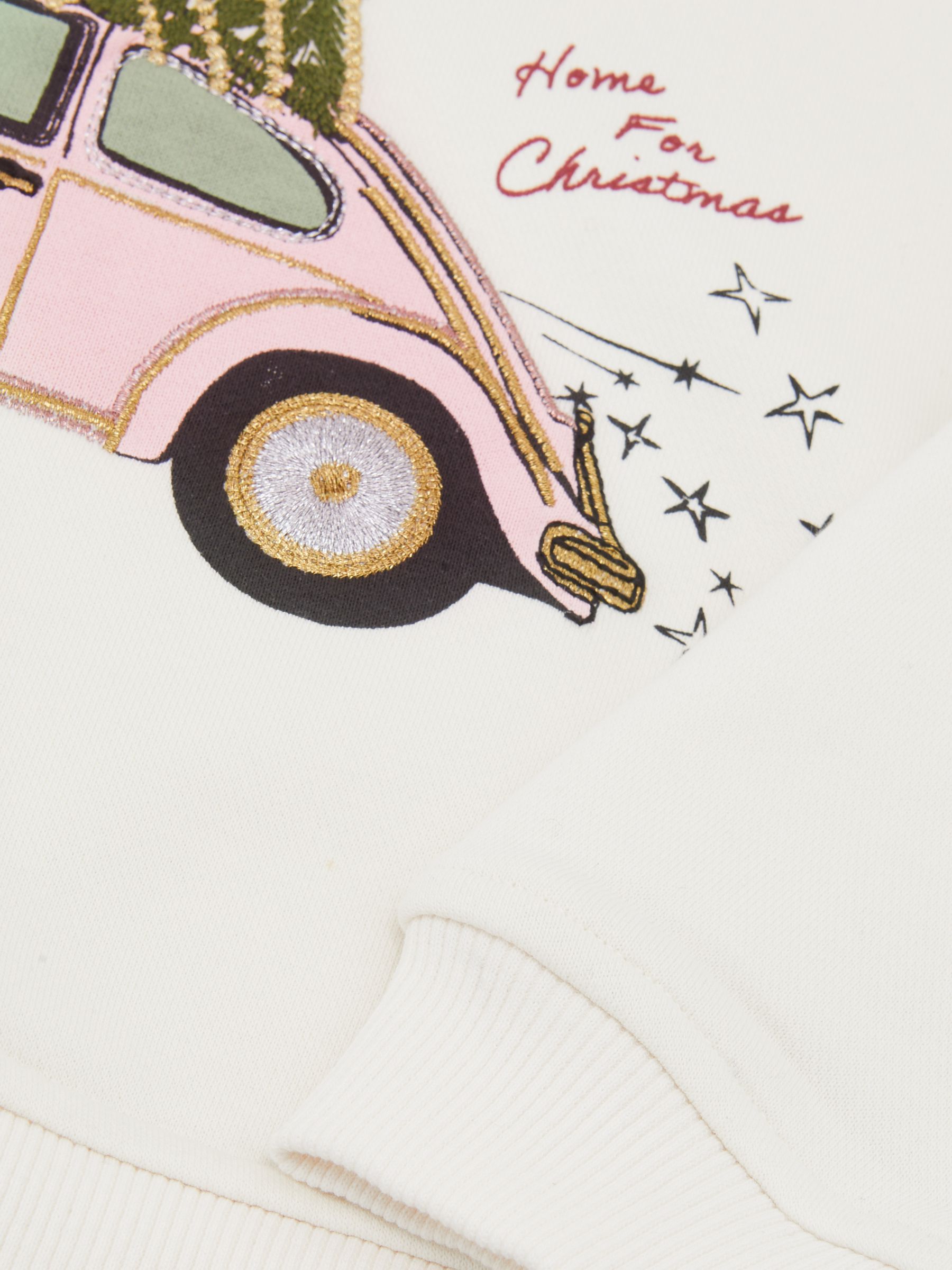 Festive Car-Embroidered Sweatshirt in Ivory - Image 5 of 5