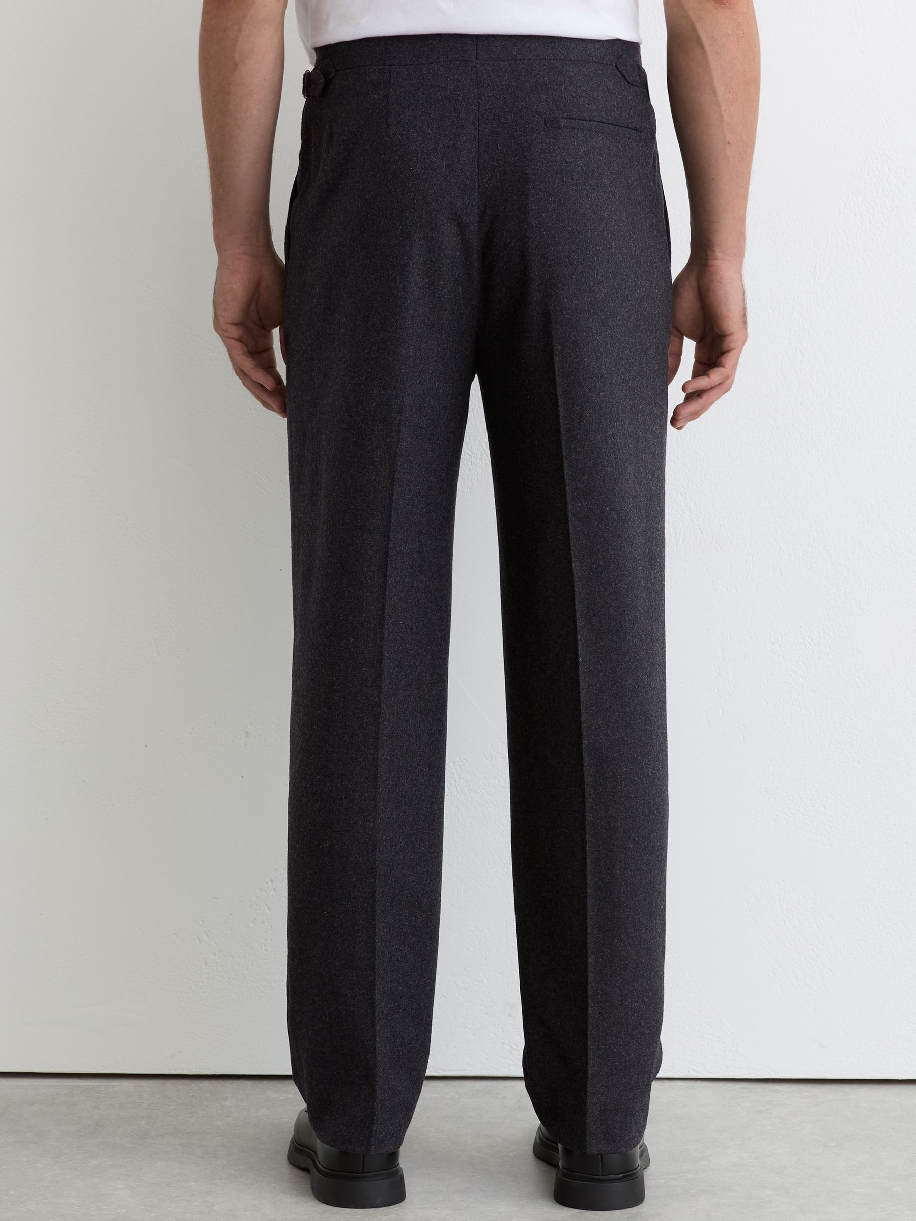 Wool-Blend Flannel Wide-Leg Trousers in Charcoal Grey - Image 5 of 7