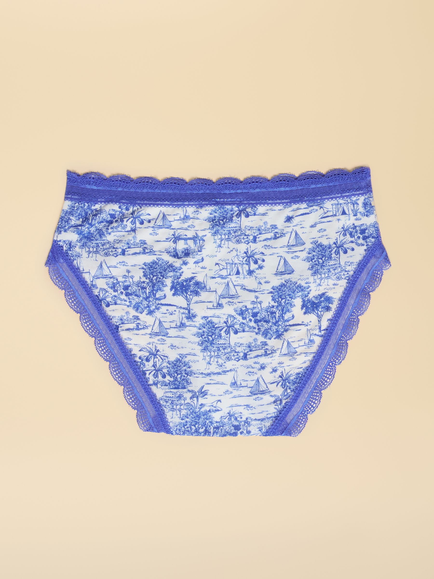 Blue & Red Riviera Toile/Stripe Knickers 3 Pack - Image 5 of 9