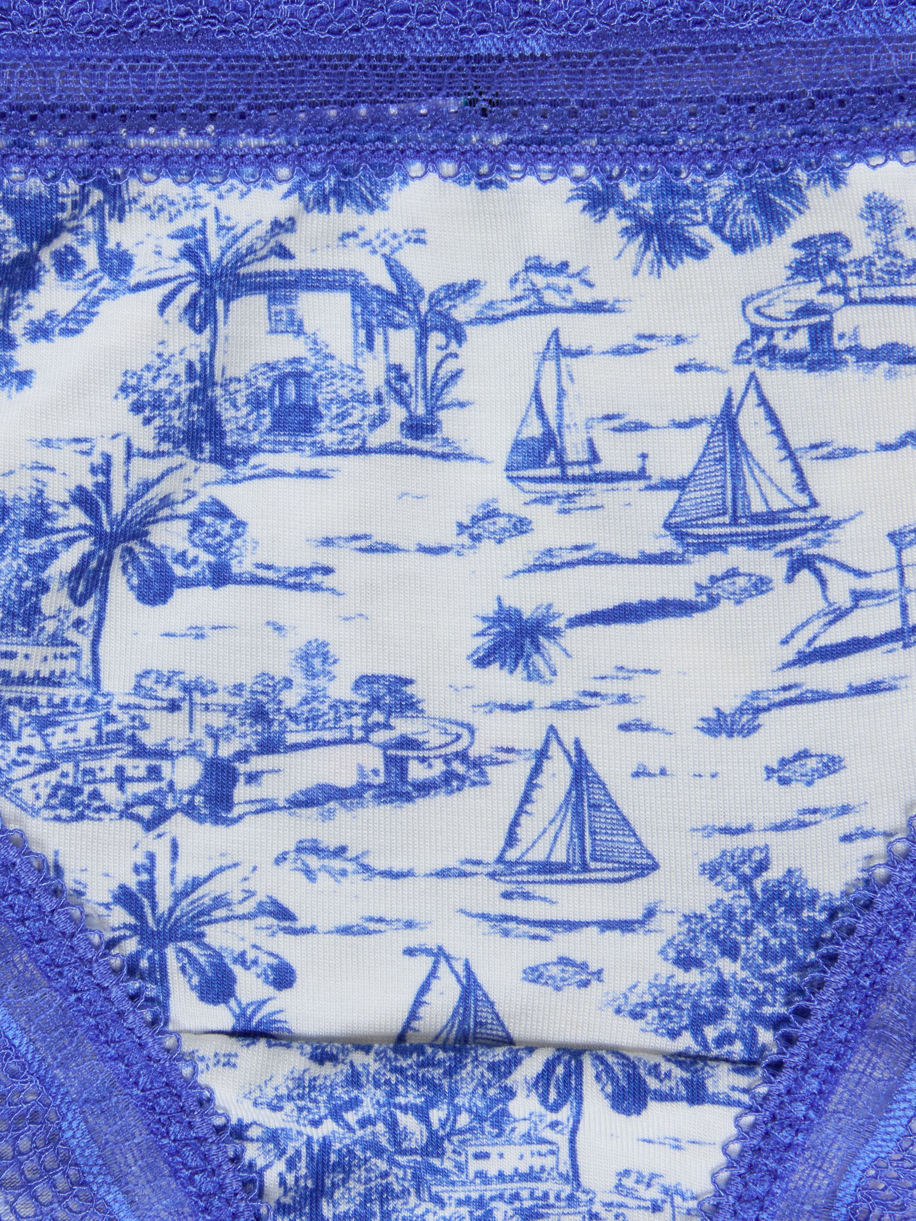 Blue & Red Riviera Toile/Stripe Knickers 3 Pack - Image 8 of 9