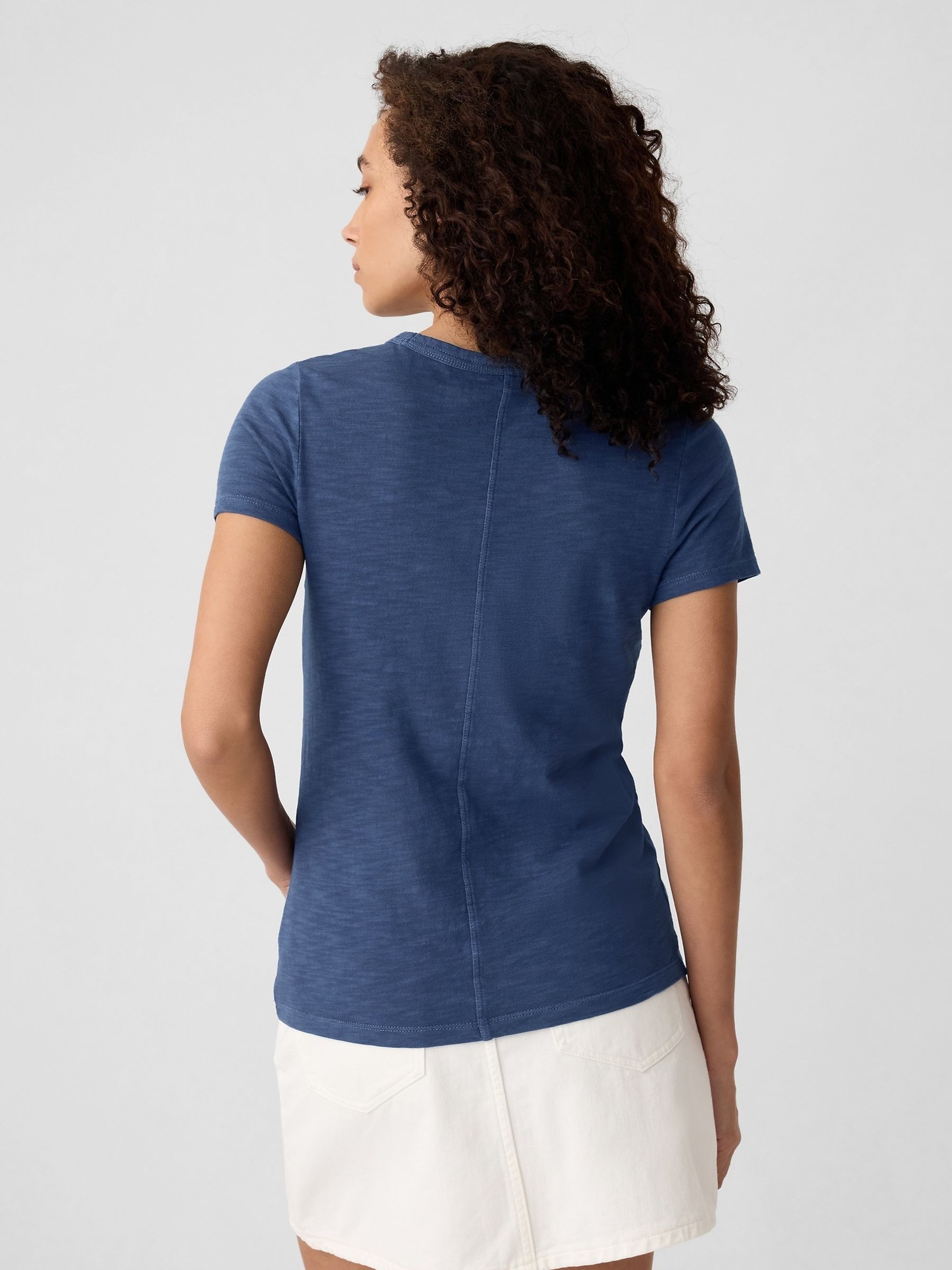 Navy Blue Cotton Short Sleeve Crew Neck T-Shirt - Image 2 of 5