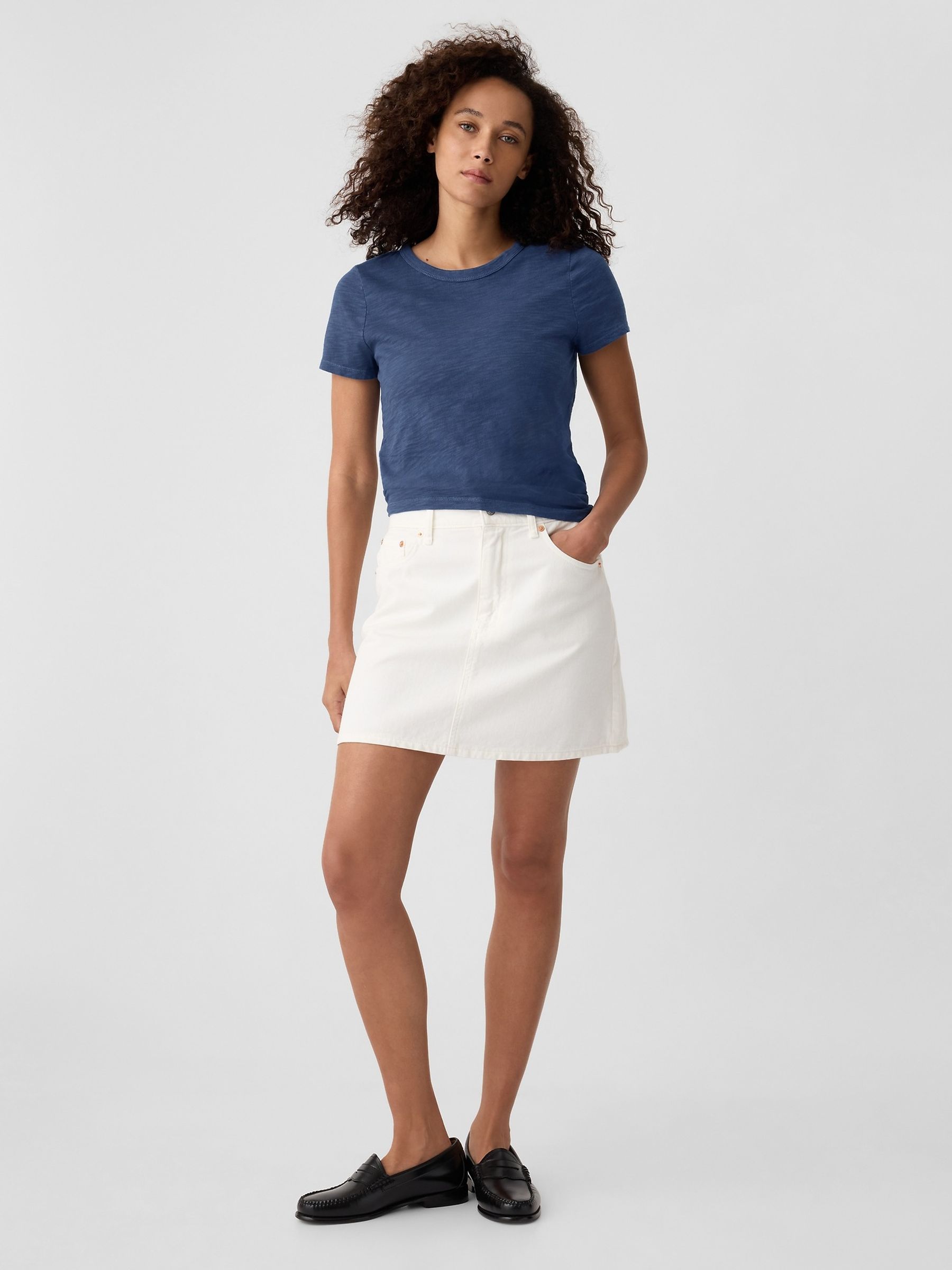 Navy Blue Cotton Short Sleeve Crew Neck T-Shirt - Image 3 of 5
