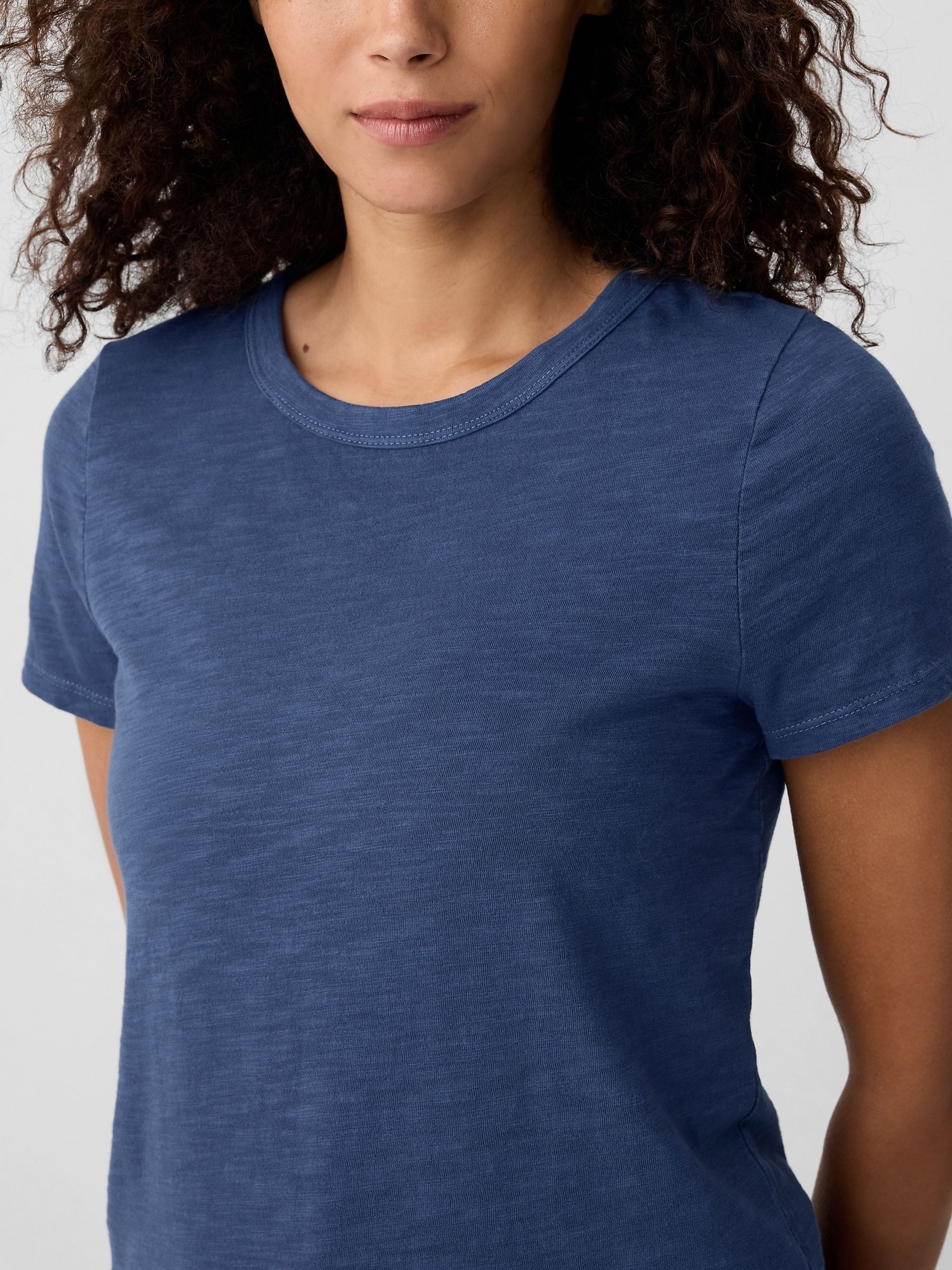 Navy Blue Cotton Short Sleeve Crew Neck T-Shirt - Image 4 of 5