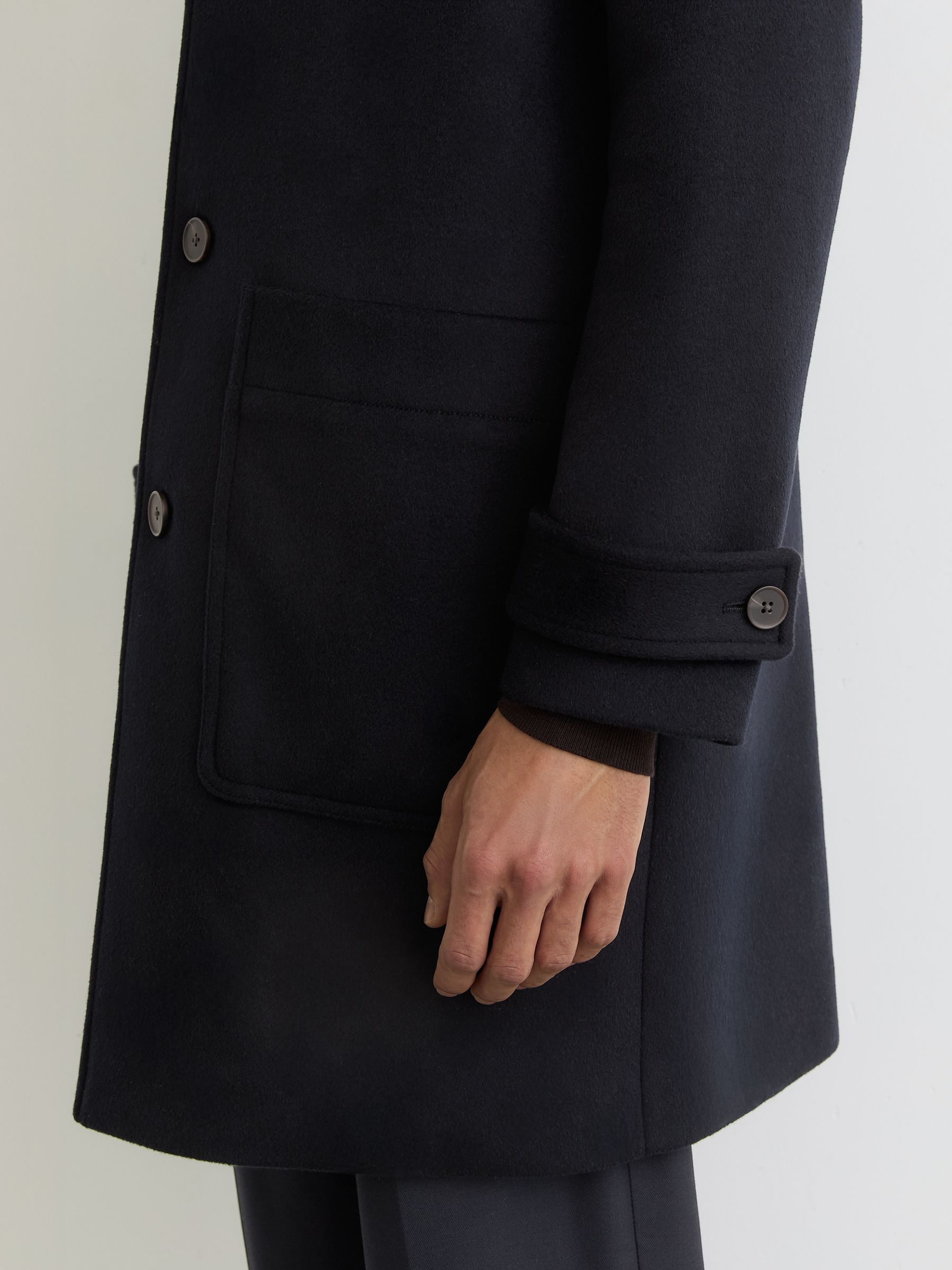 Wool-Blend Hooded Duffle Coat in Navy - image 4