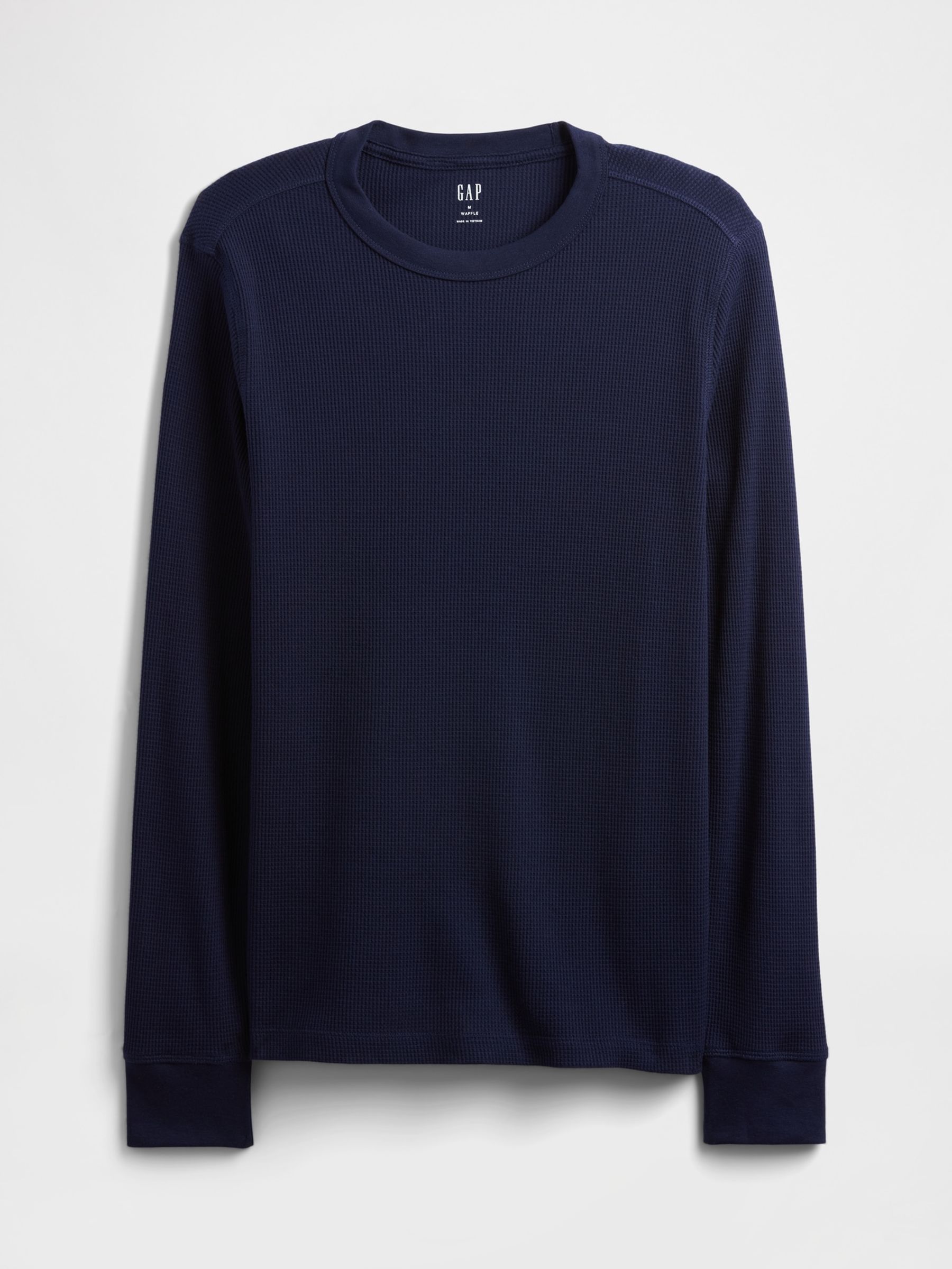 Navy Blue Waffle Knit Crew Neck T-Shirt - Image 4 of 4