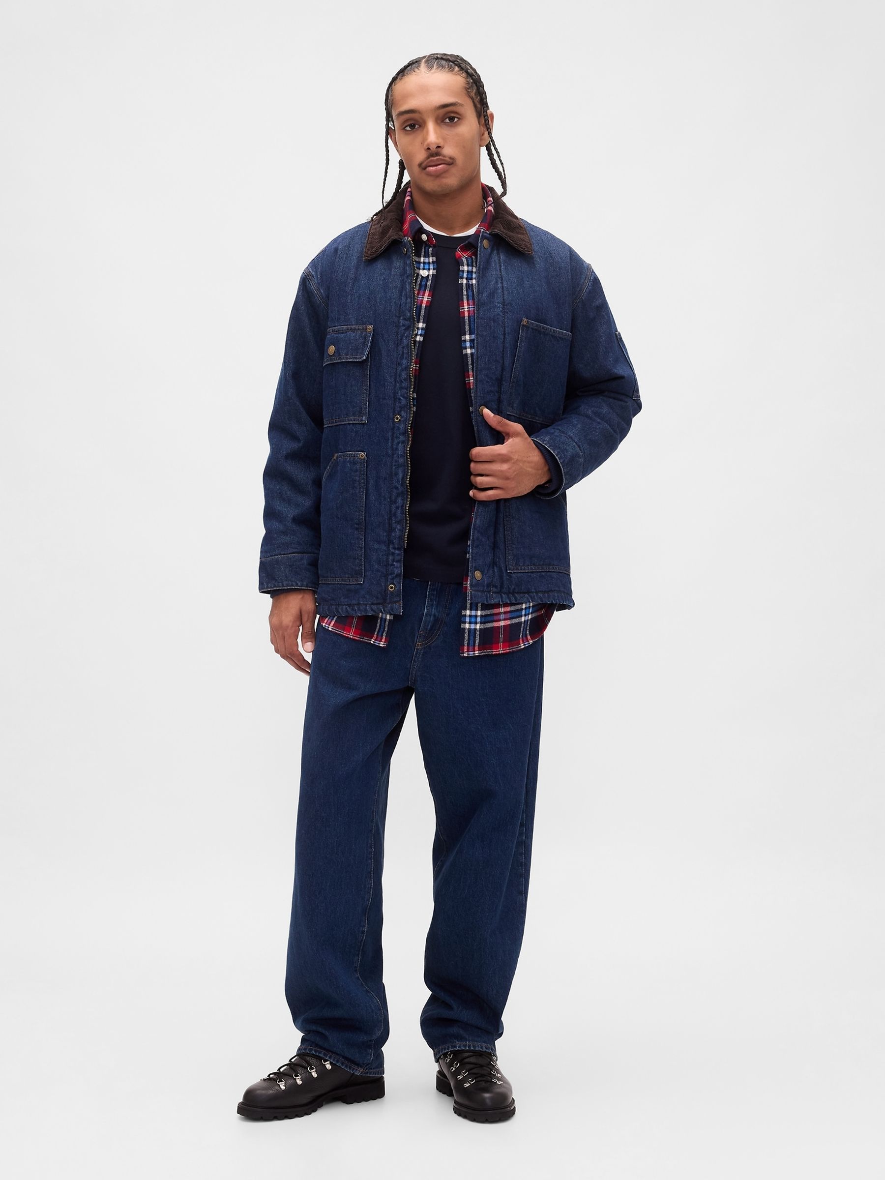 Blue Cotton Relaxed Flannel Shirt - Image 3 of 4
