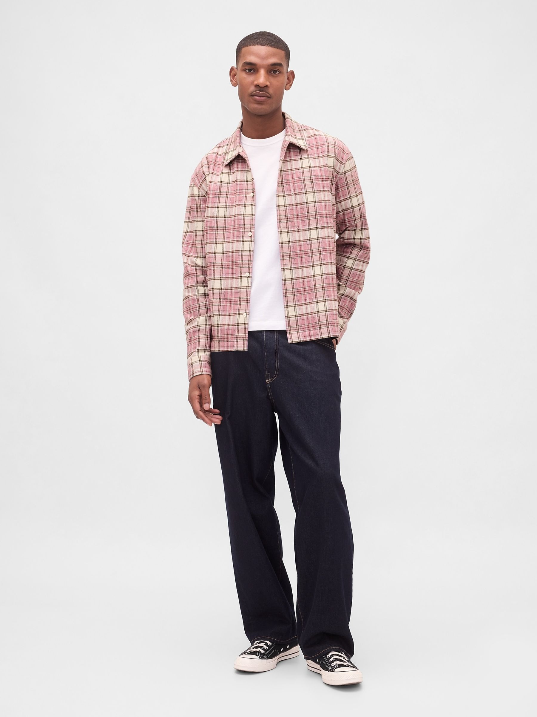 Pink Cotton Relaxed Flannel Shirt - Image 3 of 4