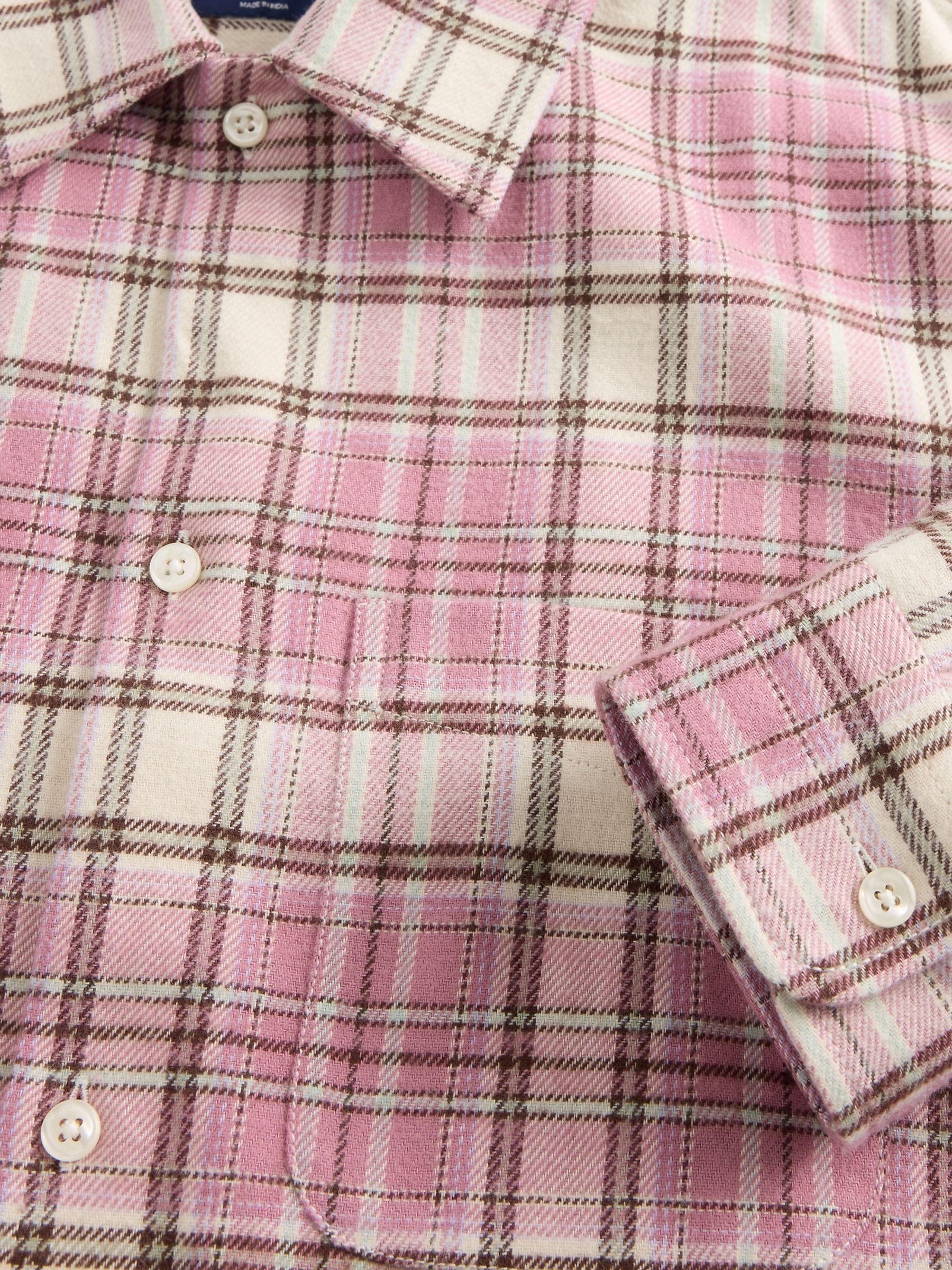 Pink Cotton Relaxed Flannel Shirt - Image 4 of 4