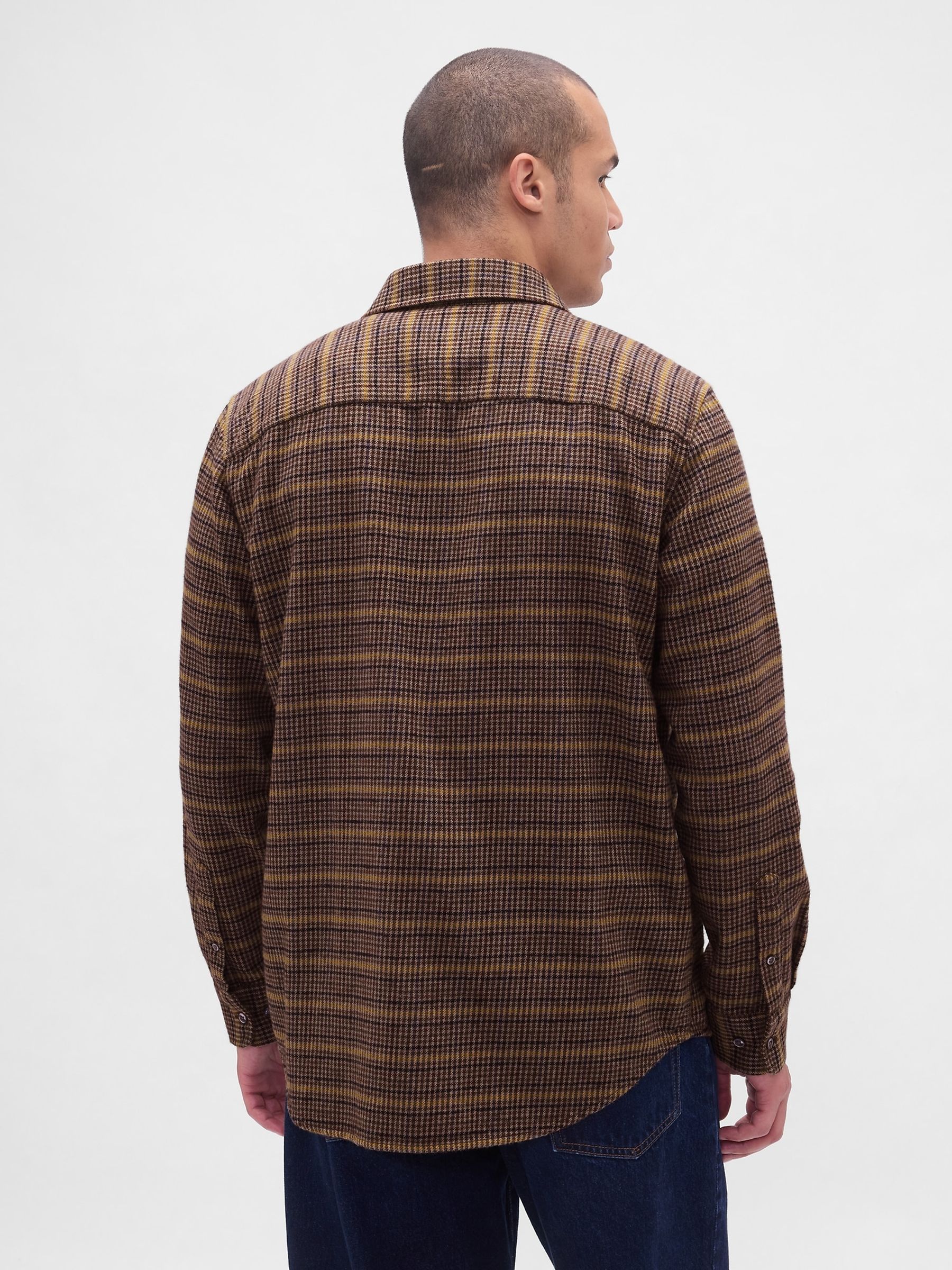 Brown Cotton Relaxed Flannel Shirt - Image 2 of 4