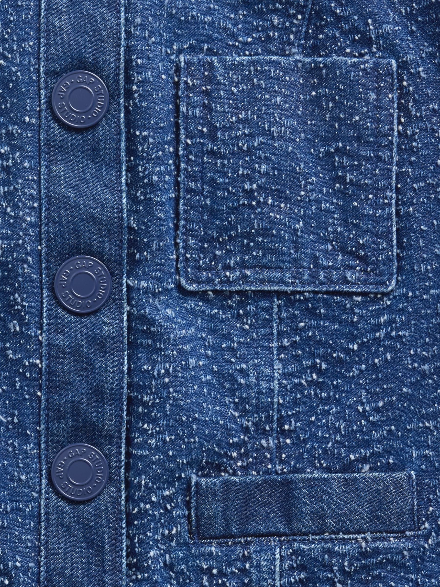 Blue Denim Tweed Crop Jacket - Image 5 of 5