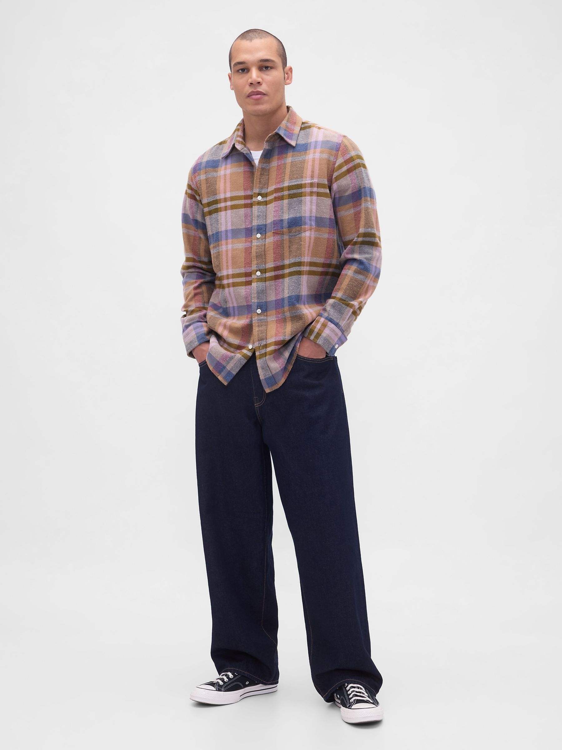 Multi Cotton Relaxed Flannel Shirt - Image 3 of 4