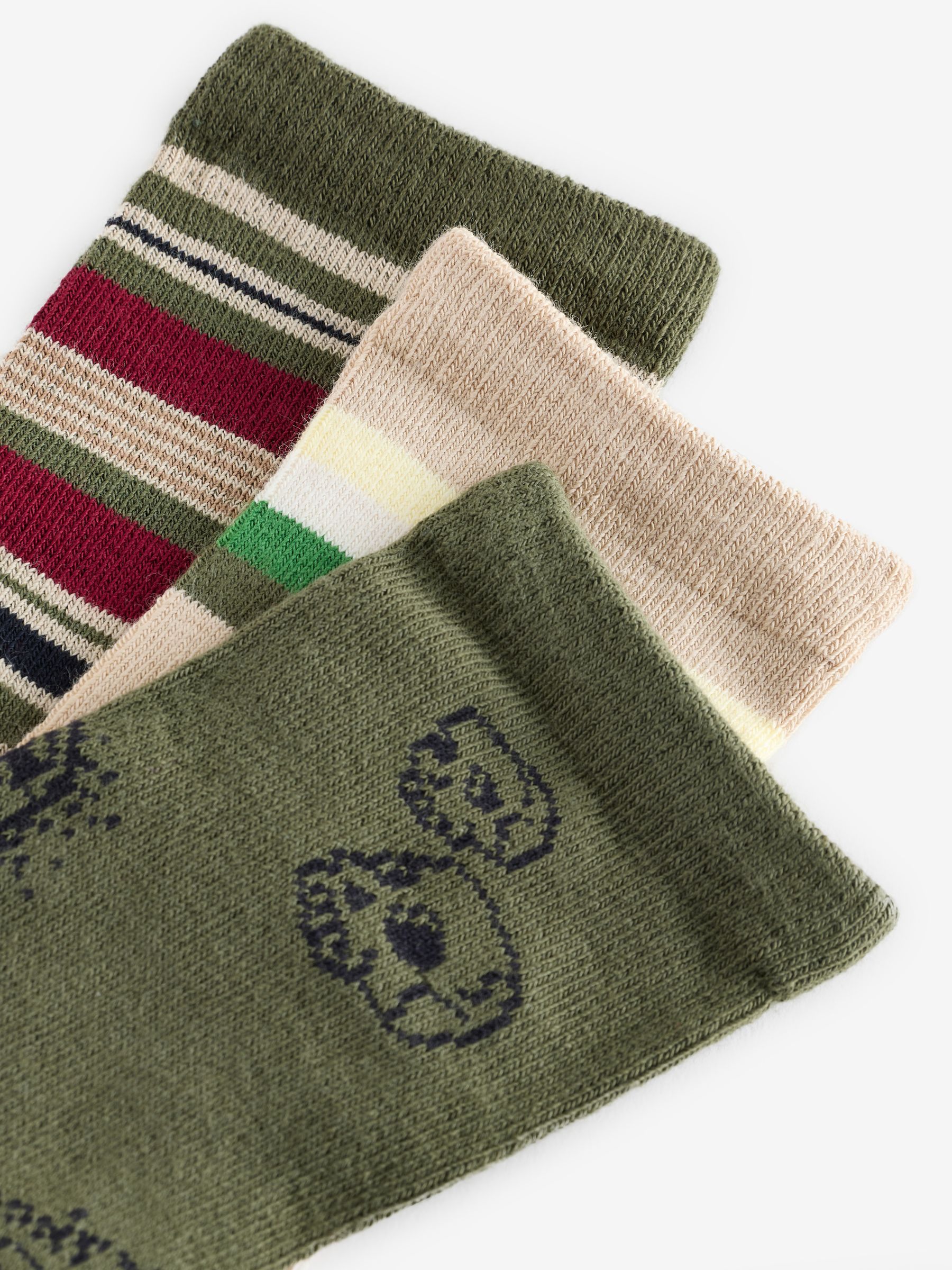 Dark Green Crew Socks 3 Pack - Image 2 of 3