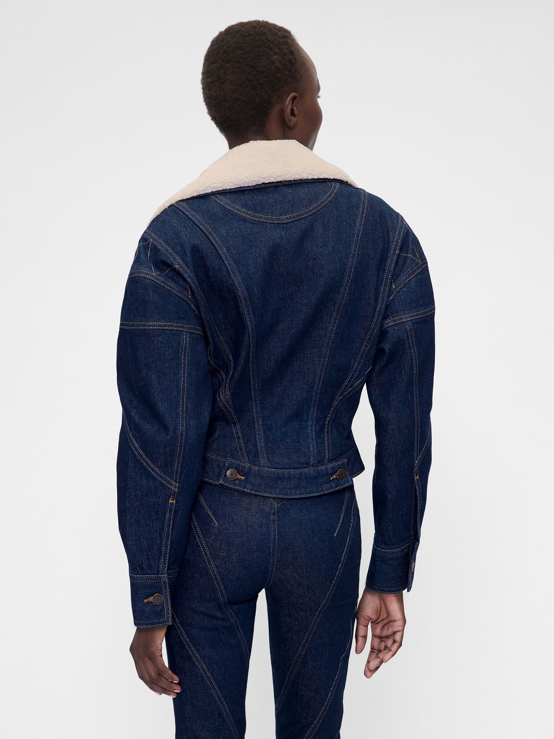 Dark Wash Blue Seamed Icon Denim Jacket - Image 2 of 5